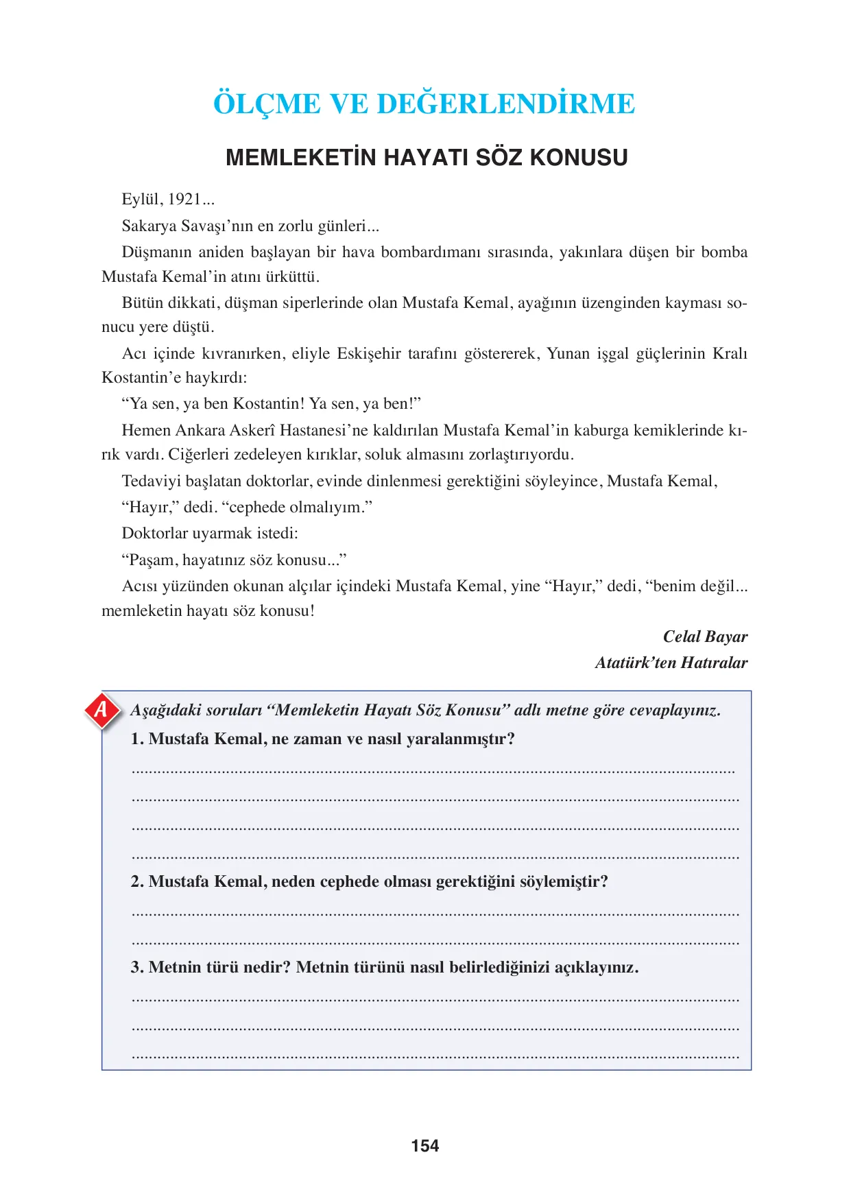8. Sınıf Türkçe Ders Kitabı Cevapları - Hecce Yayınları Sayfa 154 Çözüm Görseli 8. Sınıf Türkçe Ders Kitabı Cevapları - Hecce Yayınları Sayfa 154 Cevabı