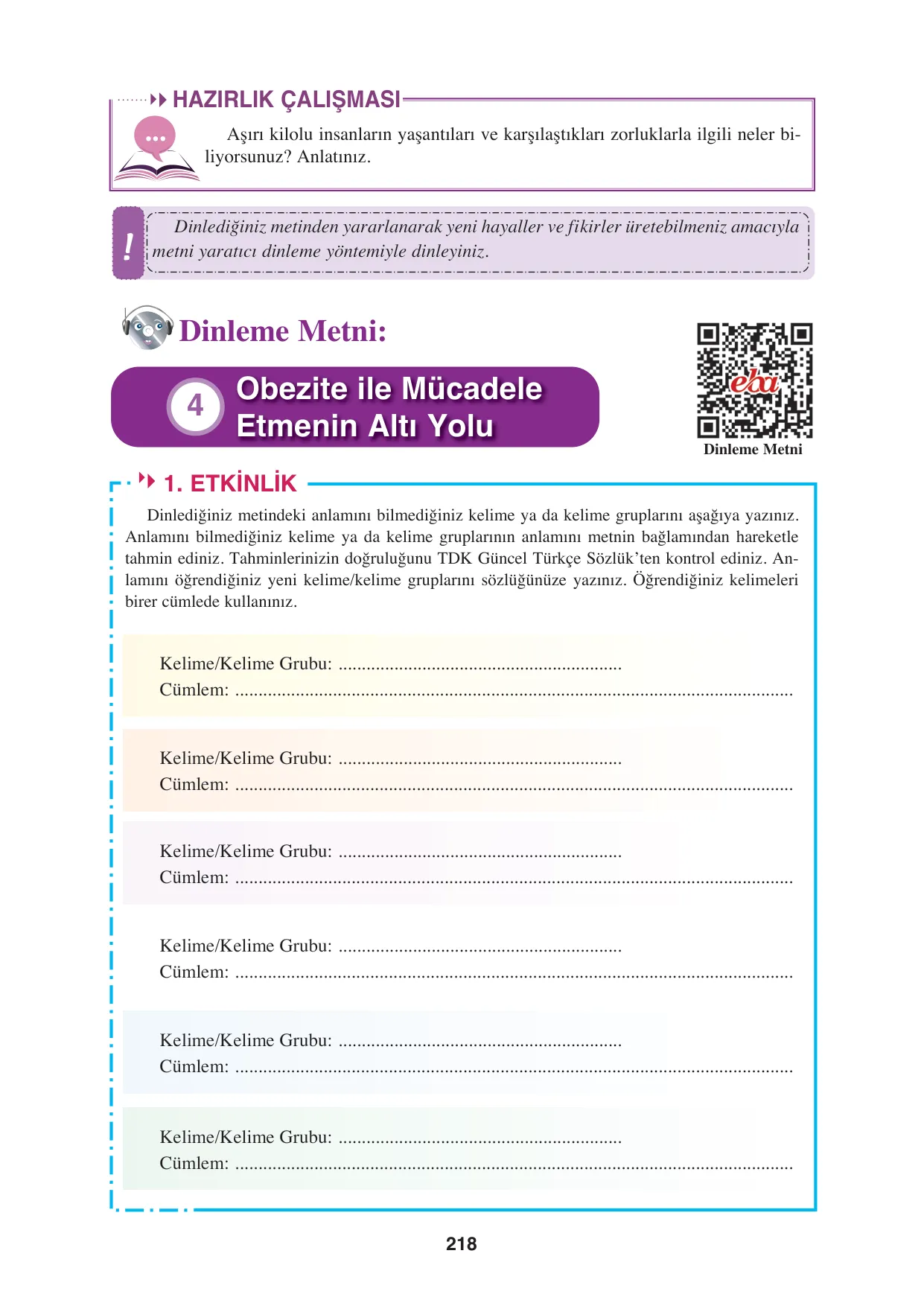 8. Sınıf Türkçe Ders Kitabı Cevapları - Hecce Yayınları Sayfa 218 Çözüm Görseli 8. Sınıf Türkçe Ders Kitabı Cevapları - Hecce Yayınları Sayfa 218 Cevabı