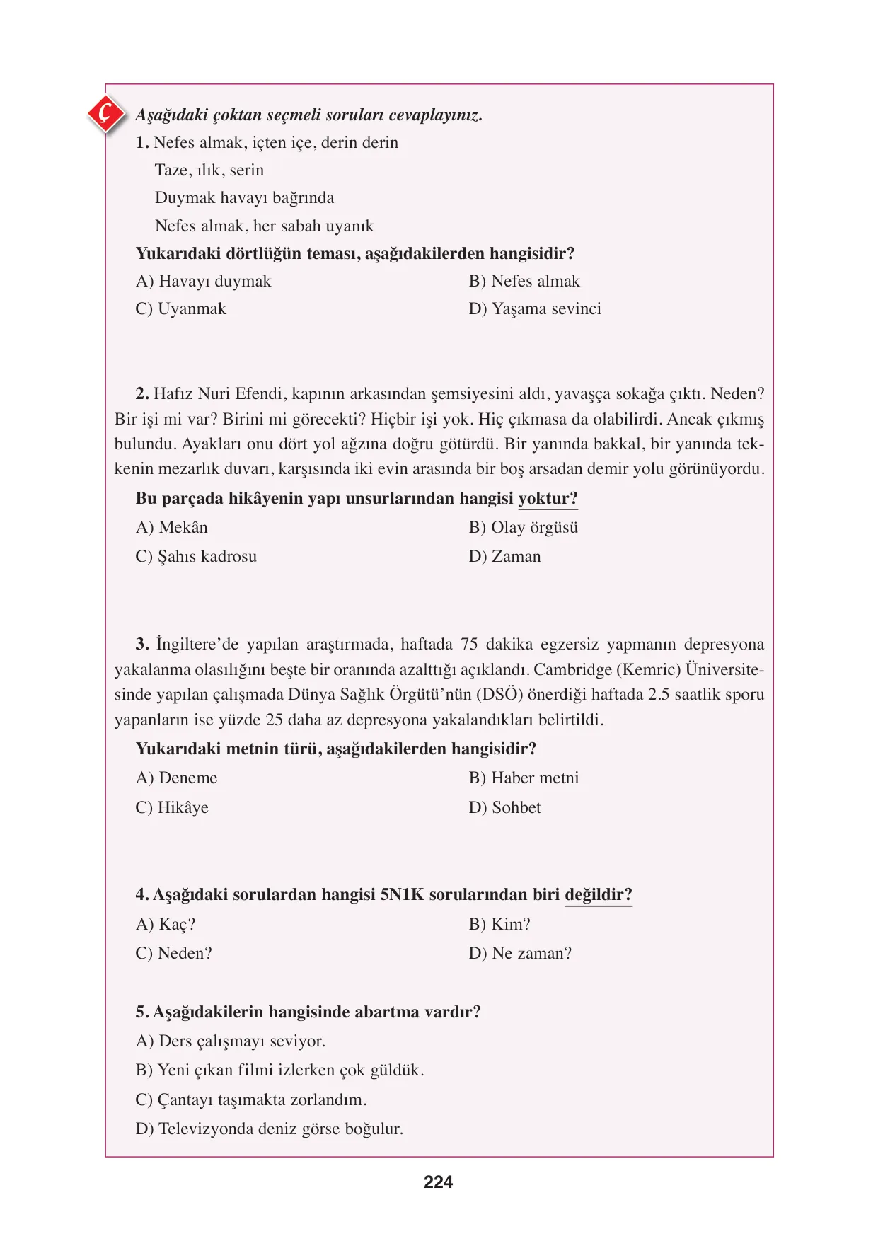 8. Sınıf Türkçe Ders Kitabı Cevapları - Hecce Yayınları Sayfa 224 Çözüm Görseli 8. Sınıf Türkçe Ders Kitabı Cevapları - Hecce Yayınları Sayfa 224 Cevabı