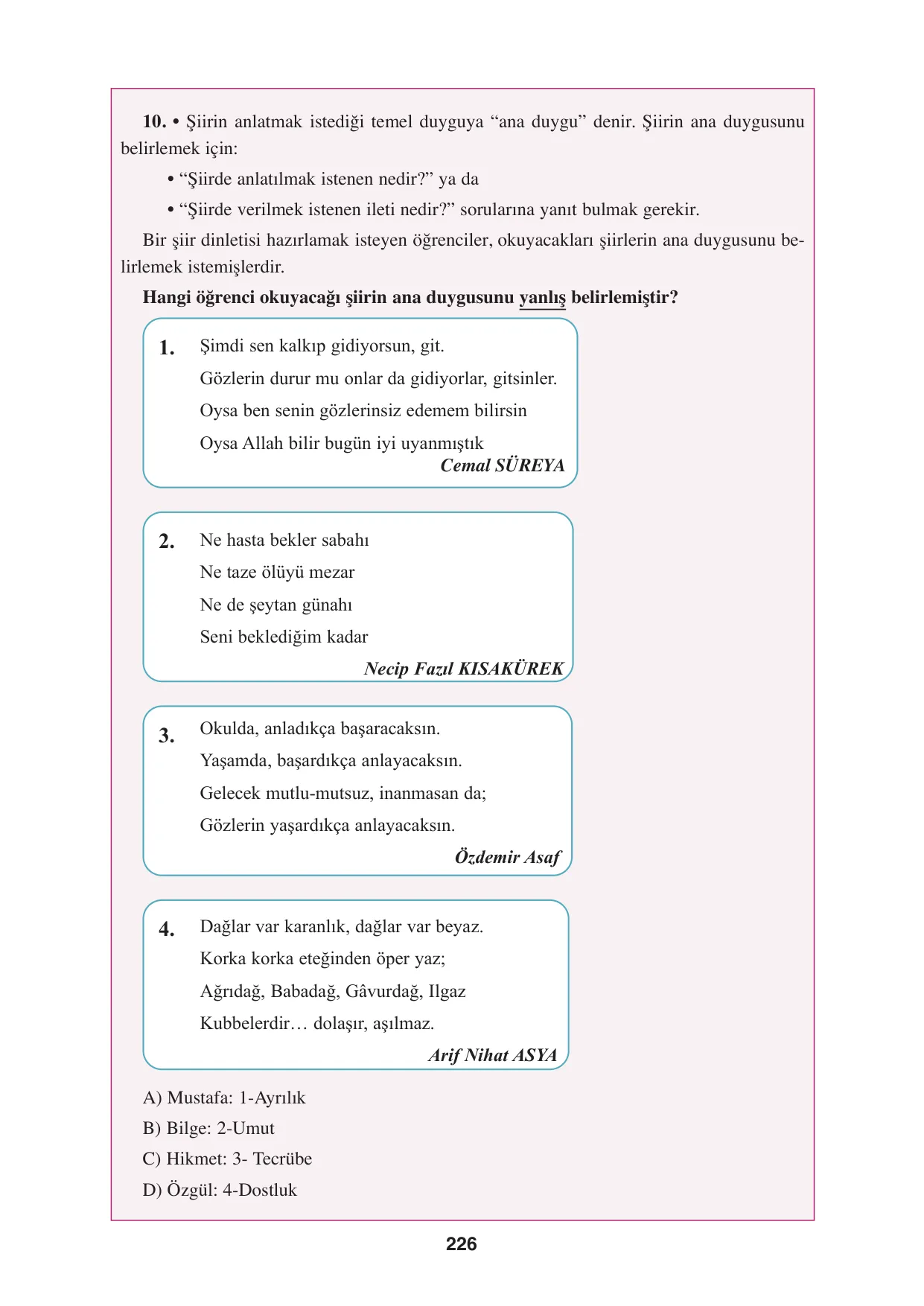 8. Sınıf Türkçe Ders Kitabı Cevapları - Hecce Yayınları Sayfa 226 Çözüm Görseli 8. Sınıf Türkçe Ders Kitabı Cevapları - Hecce Yayınları Sayfa 226 Cevabı