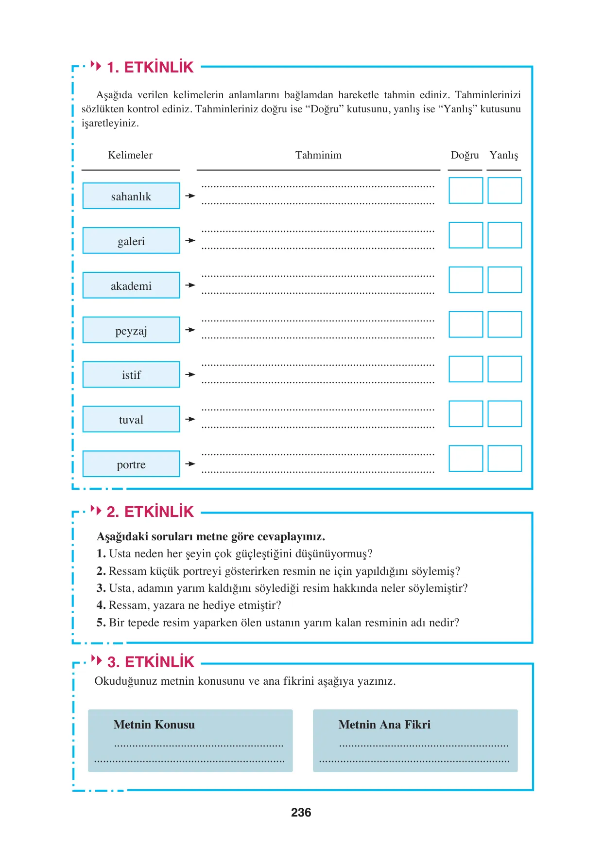 8. Sınıf Türkçe Ders Kitabı Cevapları - Hecce Yayınları Sayfa 236 Çözüm Görseli 8. Sınıf Türkçe Ders Kitabı Cevapları - Hecce Yayınları Sayfa 236 Cevabı