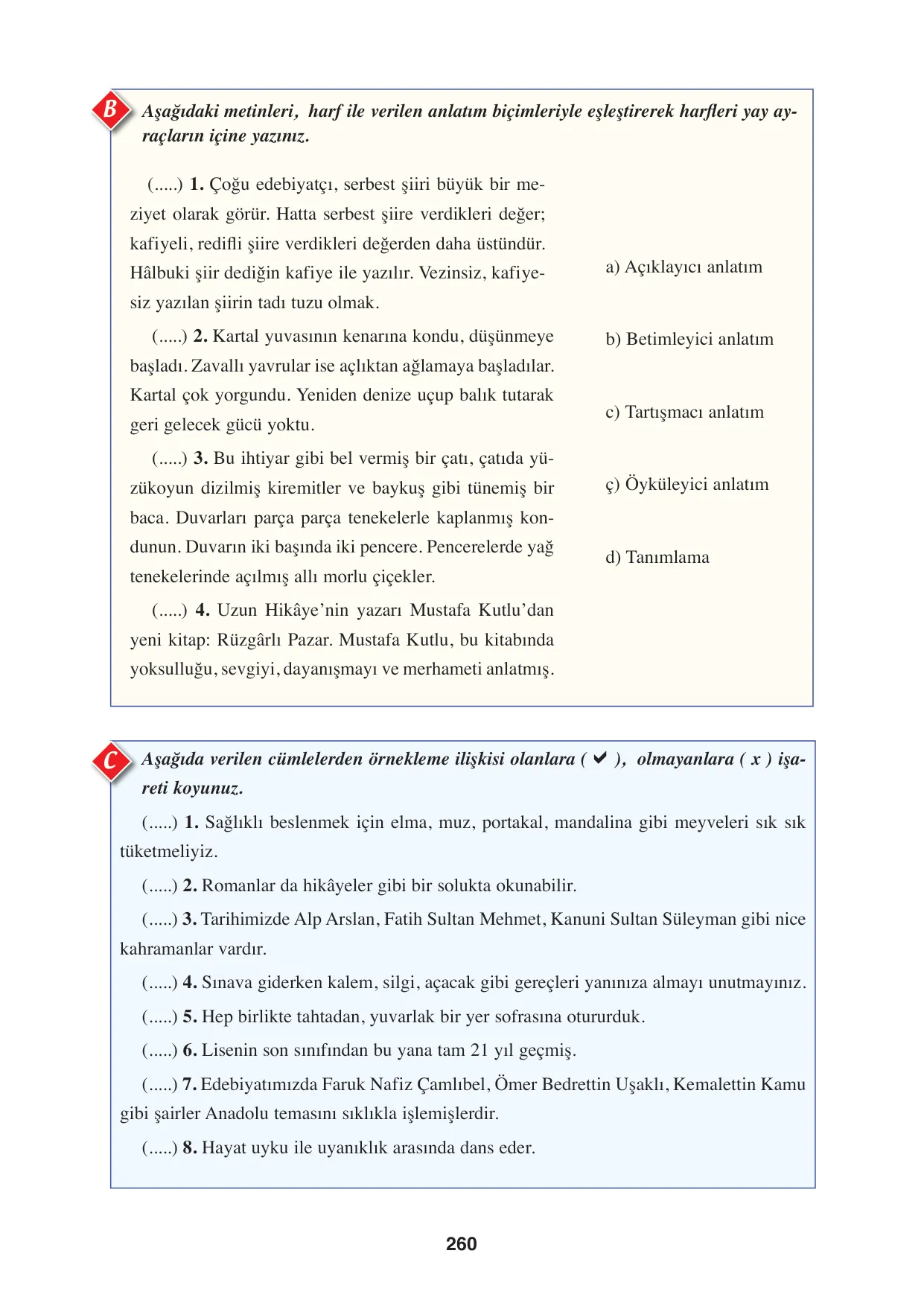 8. Sınıf Türkçe Ders Kitabı Cevapları - Hecce Yayınları Sayfa 260 Çözüm Görseli 8. Sınıf Türkçe Ders Kitabı Cevapları - Hecce Yayınları Sayfa 260 Cevabı