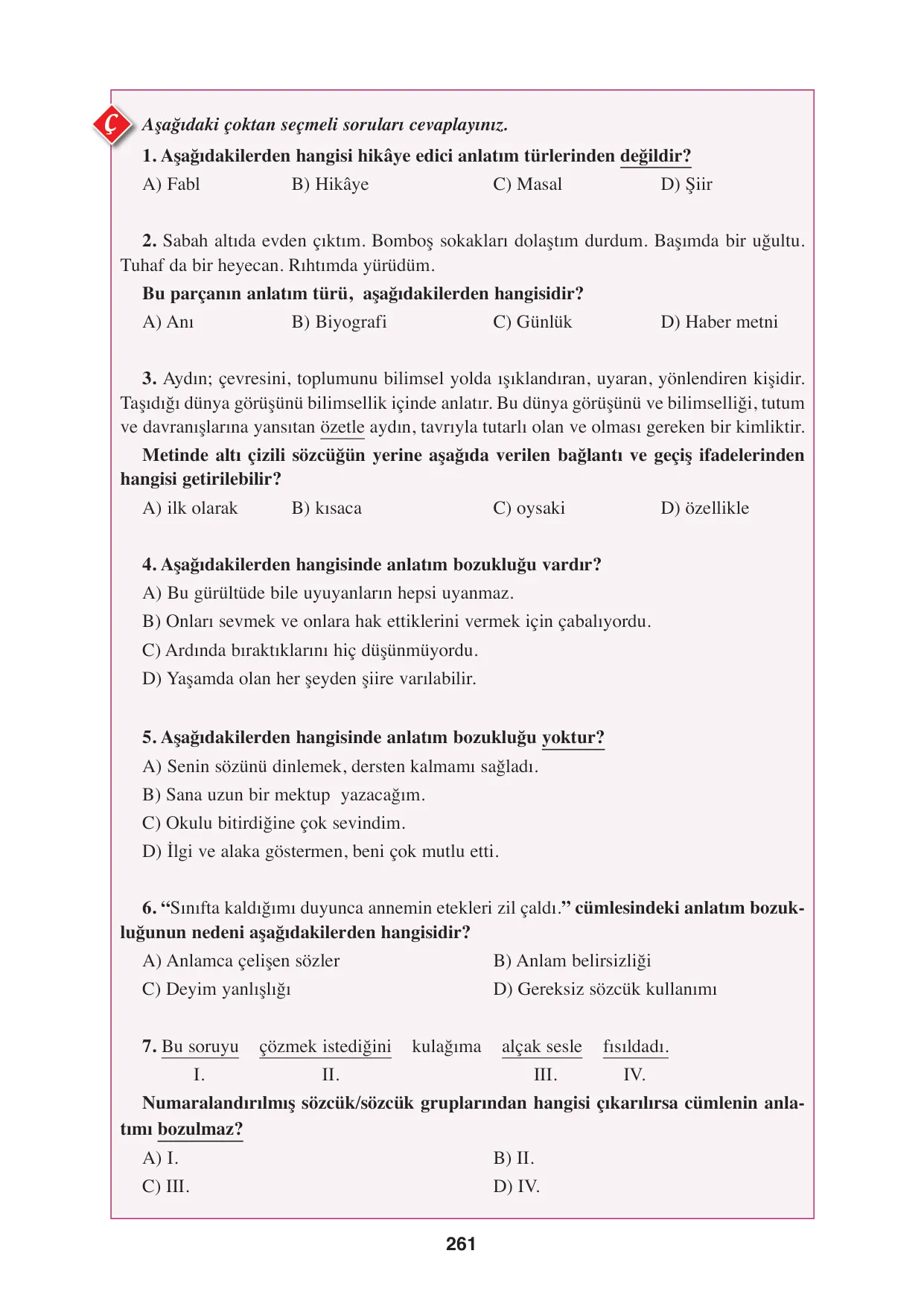 8. Sınıf Türkçe Ders Kitabı Cevapları - Hecce Yayınları Sayfa 261 Çözüm Görseli 8. Sınıf Türkçe Ders Kitabı Cevapları - Hecce Yayınları Sayfa 261 Cevabı