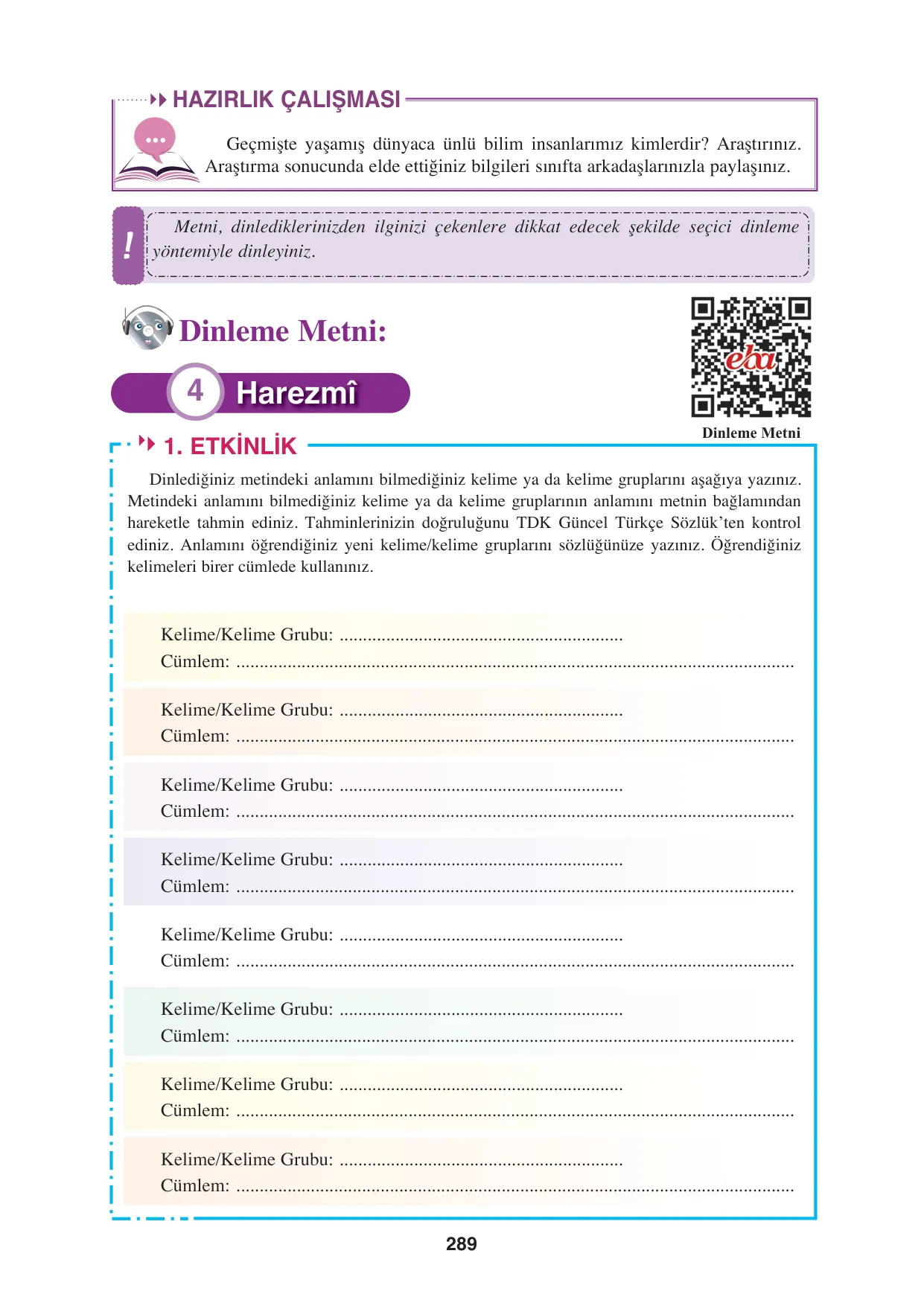 8. Sınıf Türkçe Ders Kitabı Cevapları - Hecce Yayınları Sayfa 289 Çözüm Görseli 8. Sınıf Türkçe Ders Kitabı Cevapları - Hecce Yayınları Sayfa 289 Cevabı