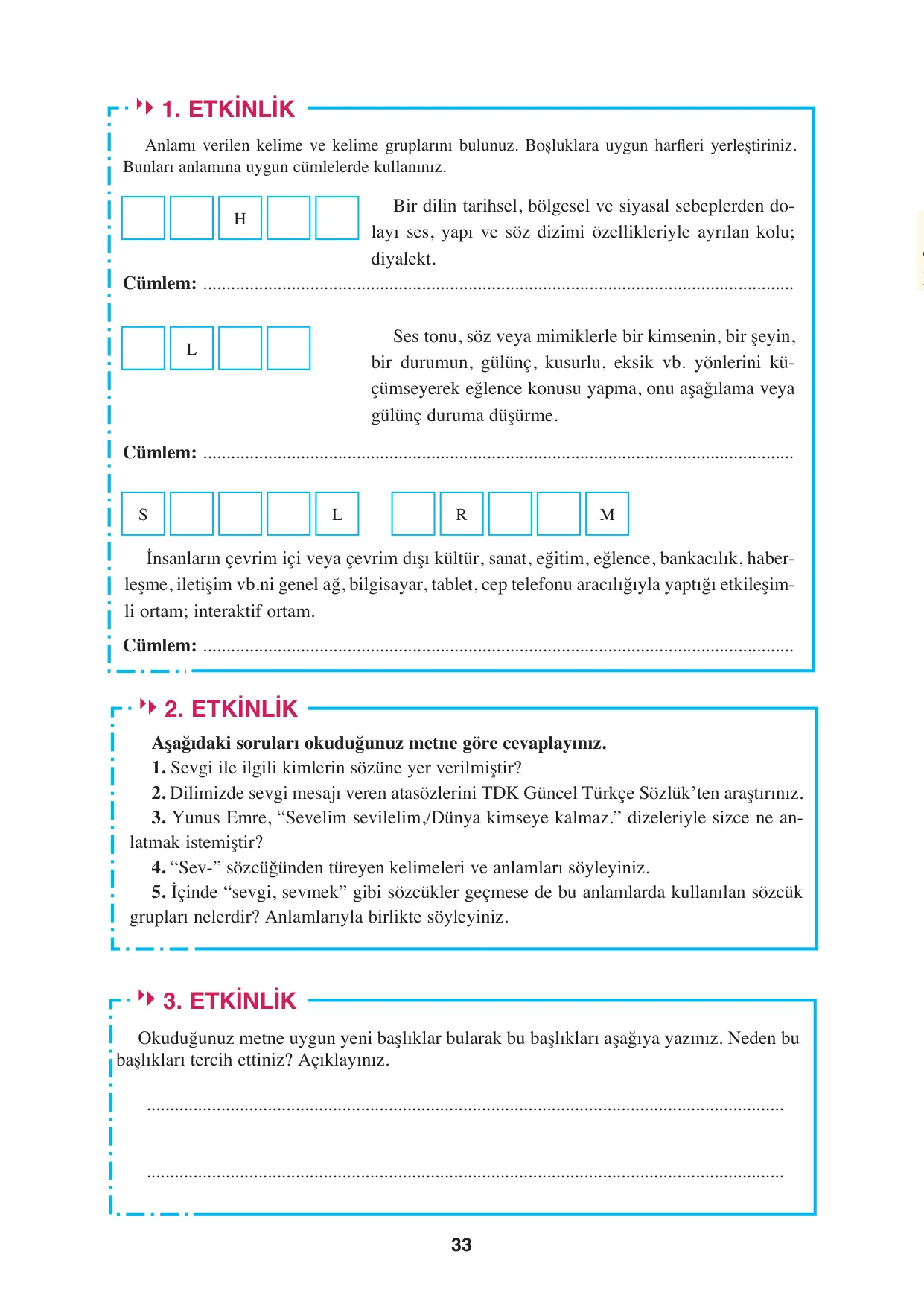 8. Sınıf Türkçe Ders Kitabı Cevapları - Hecce Yayınları Sayfa 33 Çözüm Görseli 8. Sınıf Türkçe Ders Kitabı Cevapları - Hecce Yayınları Sayfa 33 Cevabı