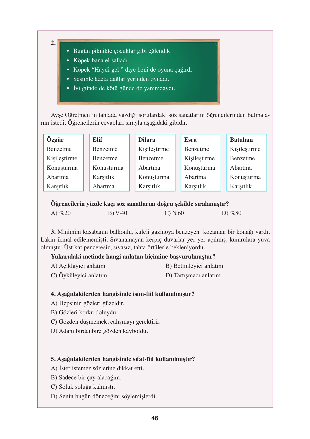 8. Sınıf Türkçe Ders Kitabı Cevapları - Hecce Yayınları Sayfa 46 Çözüm Görseli 8. Sınıf Türkçe Ders Kitabı Cevapları - Hecce Yayınları Sayfa 46 Cevabı