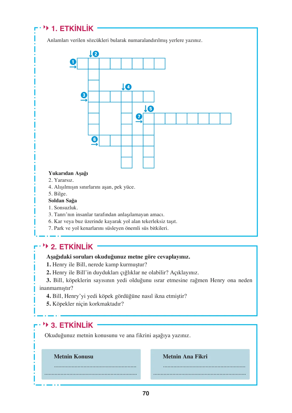 8. Sınıf Türkçe Ders Kitabı Cevapları - Hecce Yayınları Sayfa 70 Çözüm Görseli 8. Sınıf Türkçe Ders Kitabı Cevapları - Hecce Yayınları Sayfa 70 Cevabı