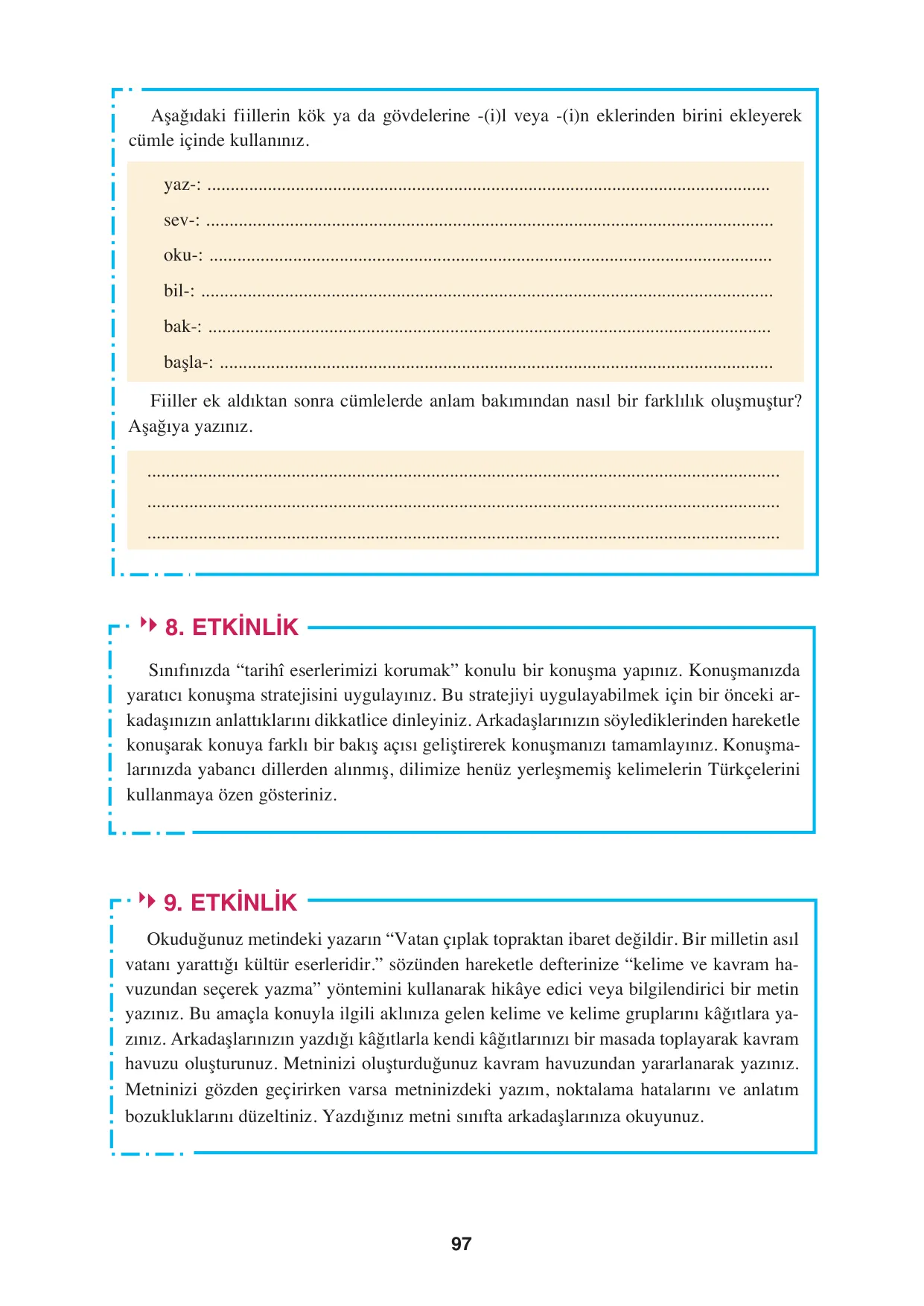 8. Sınıf Türkçe Ders Kitabı Cevapları - Hecce Yayınları Sayfa 97 Çözüm Görseli 8. Sınıf Türkçe Ders Kitabı Cevapları - Hecce Yayınları Sayfa 97 Cevabı