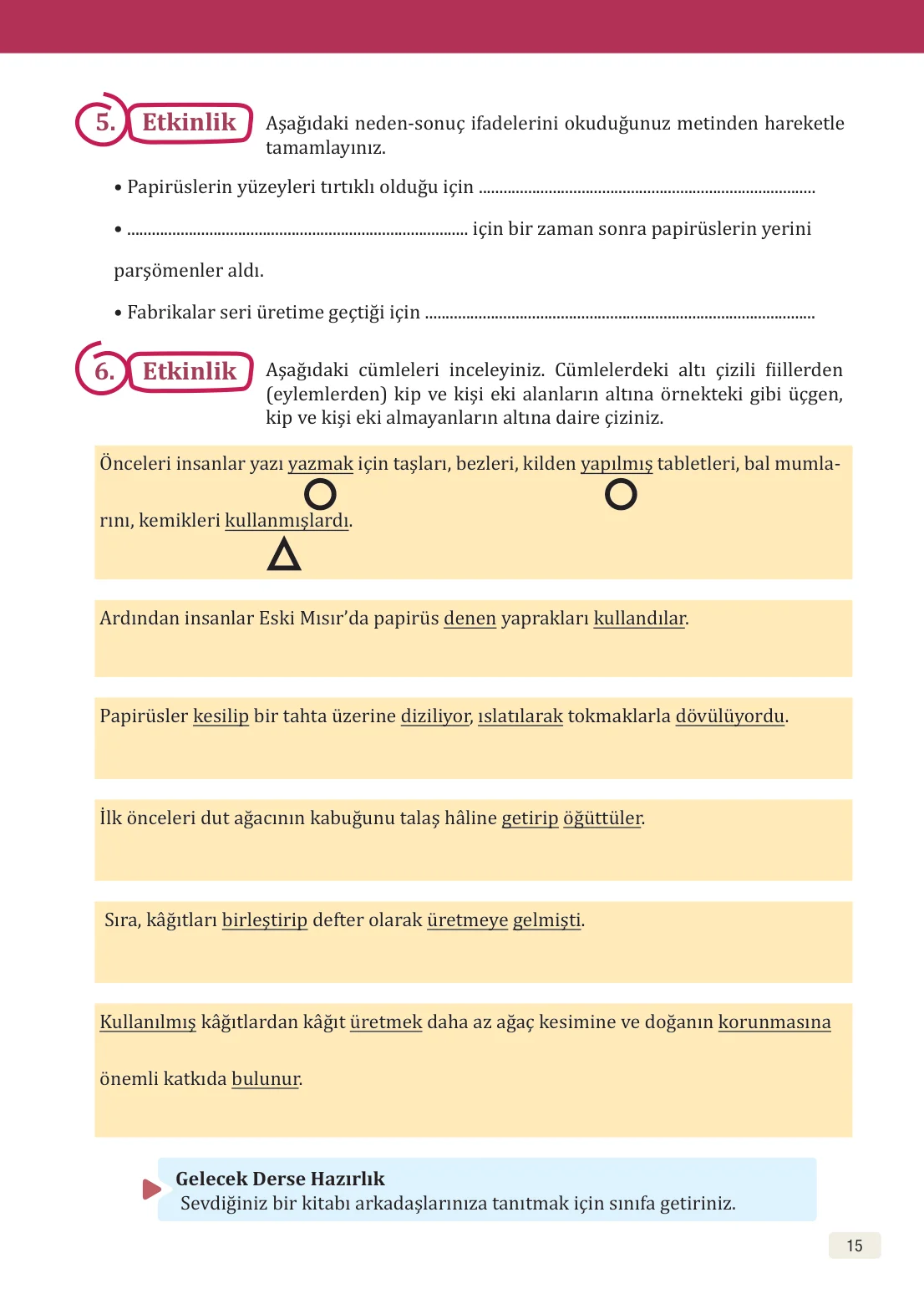8. Sınıf Türkçe Ders Kitabı Cevapları – Meb Yayınları Sayfa 15 Cevabı