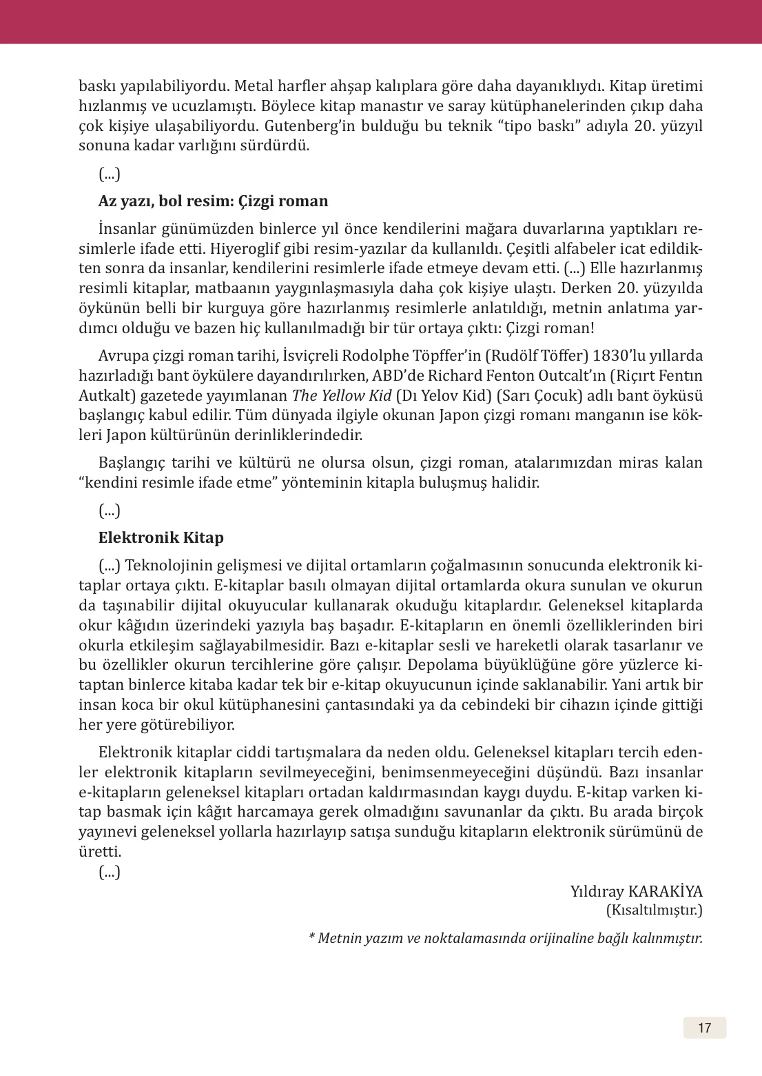 8. Sınıf Türkçe Ders Kitabı Cevapları – Meb Yayınları Sayfa 17 Cevabı