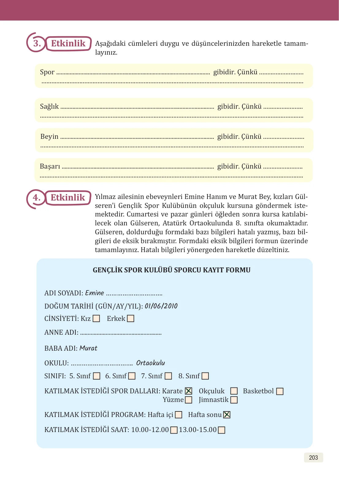 8. Sınıf Türkçe Ders Kitabı Cevapları – Meb Yayınları Sayfa 203 Cevabı