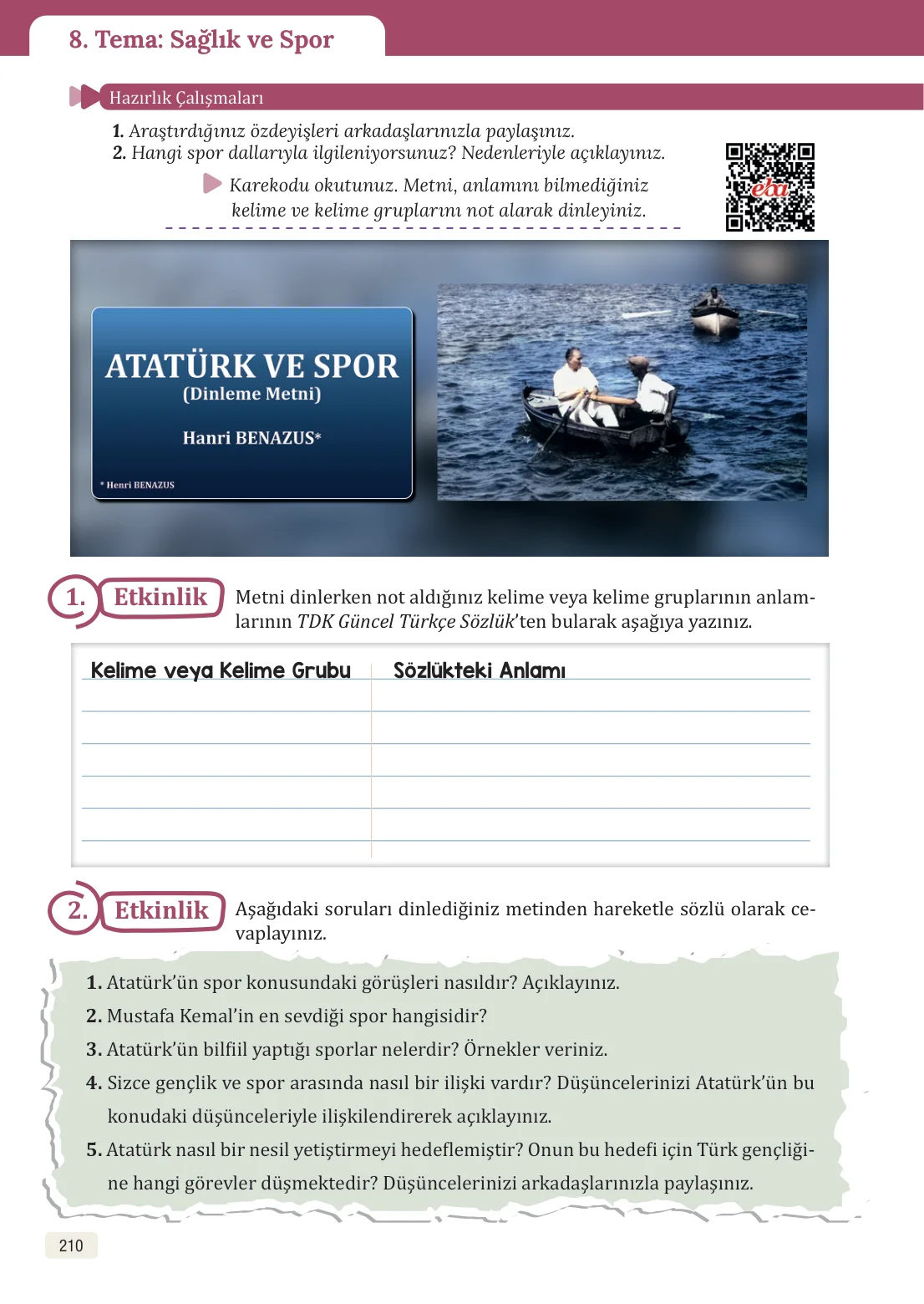 8. Sınıf Türkçe Ders Kitabı Cevapları – Meb Yayınları Sayfa 210 Cevabı