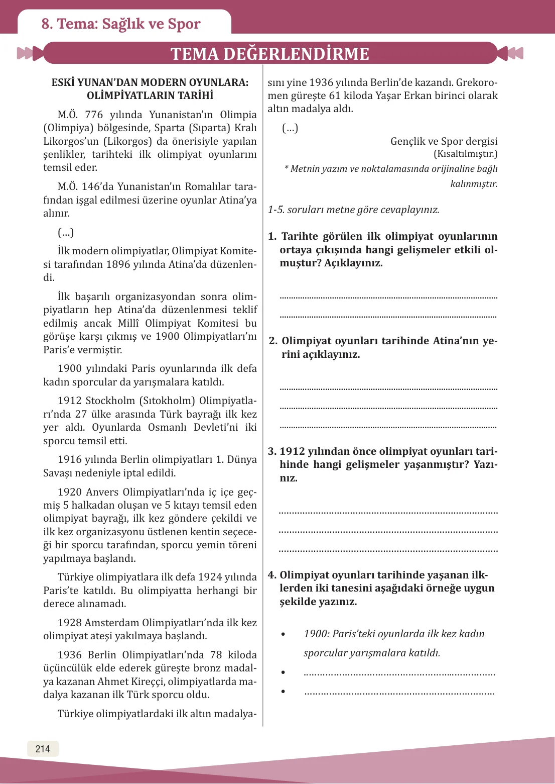 8. Sınıf Türkçe Ders Kitabı Cevapları – Meb Yayınları Sayfa 214 Cevabı