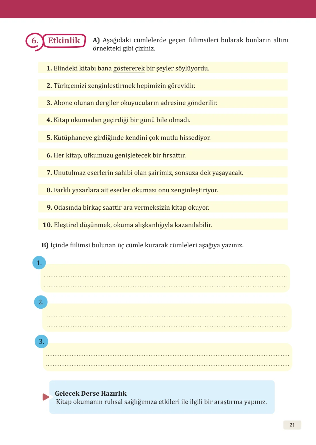 8. Sınıf Türkçe Ders Kitabı Cevapları – Meb Yayınları Sayfa 21 Cevabı