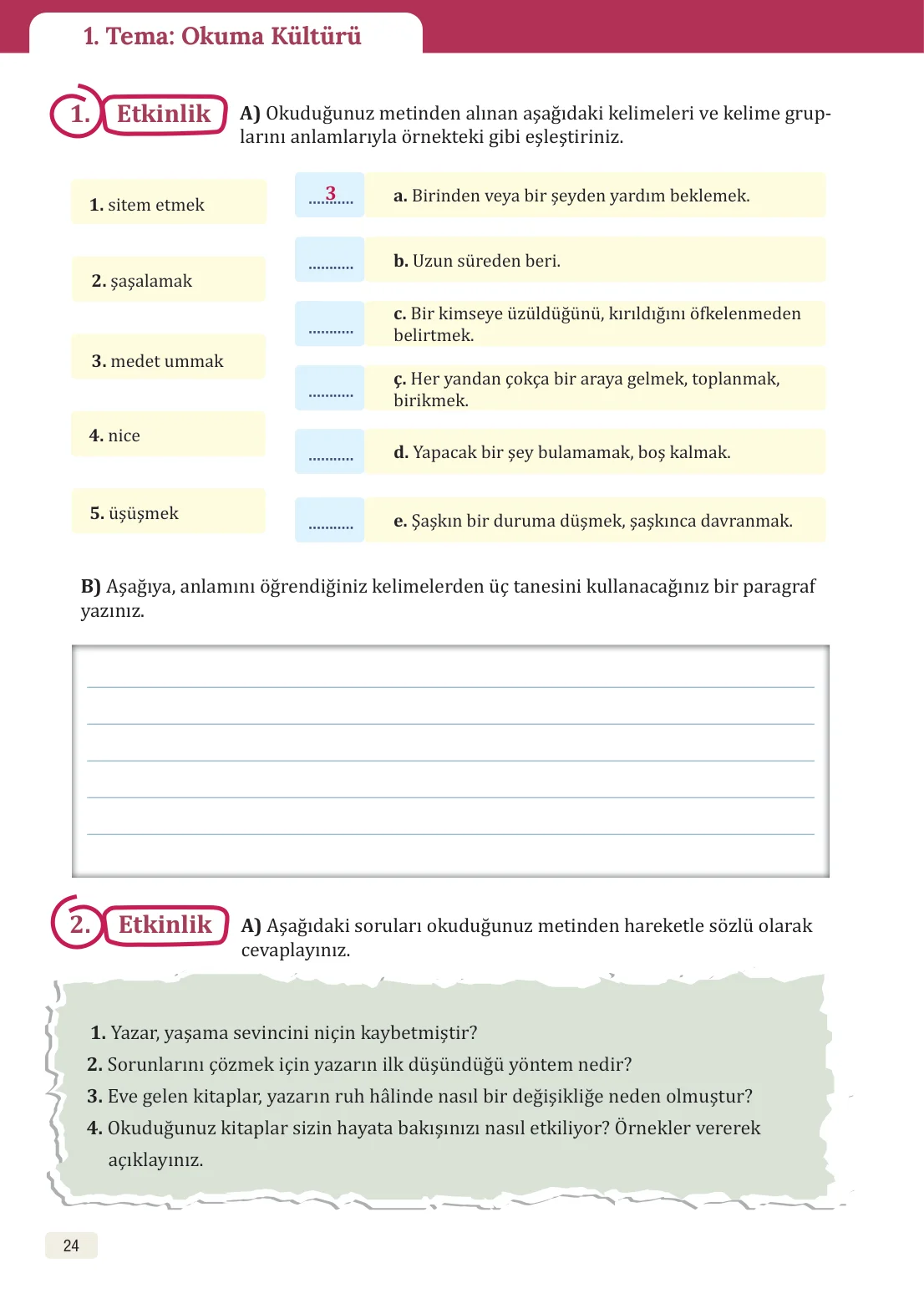 8. Sınıf Türkçe Ders Kitabı Cevapları – Meb Yayınları Sayfa 24 Cevabı
