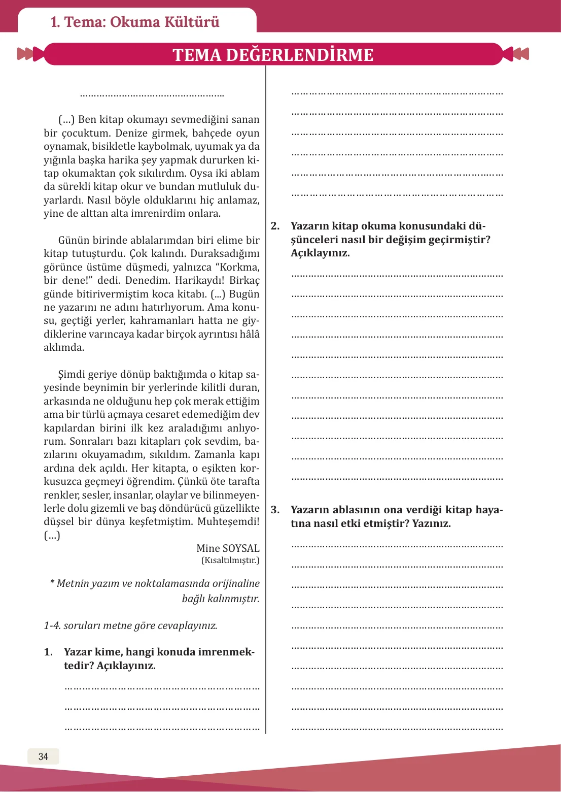 8. Sınıf Türkçe Ders Kitabı Cevapları – Meb Yayınları Sayfa 34 Cevabı
