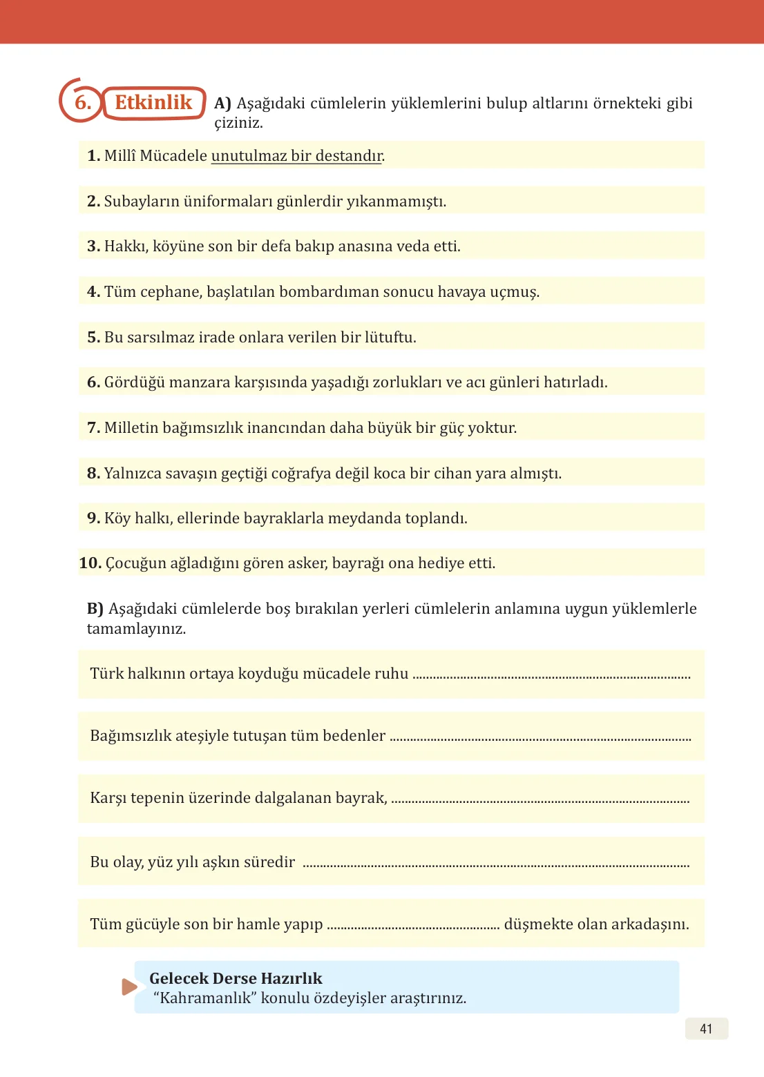 8. Sınıf Türkçe Ders Kitabı Cevapları – Meb Yayınları Sayfa 41 Cevabı