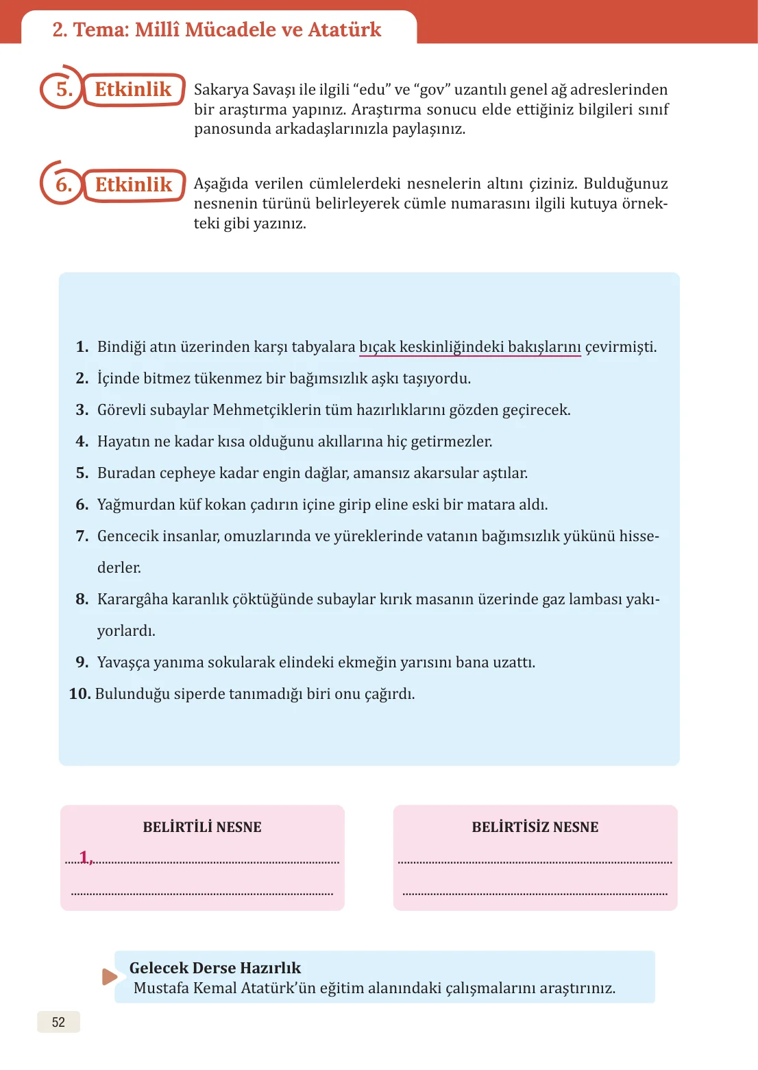 8. Sınıf Türkçe Ders Kitabı Cevapları – Meb Yayınları Sayfa 52 Cevabı