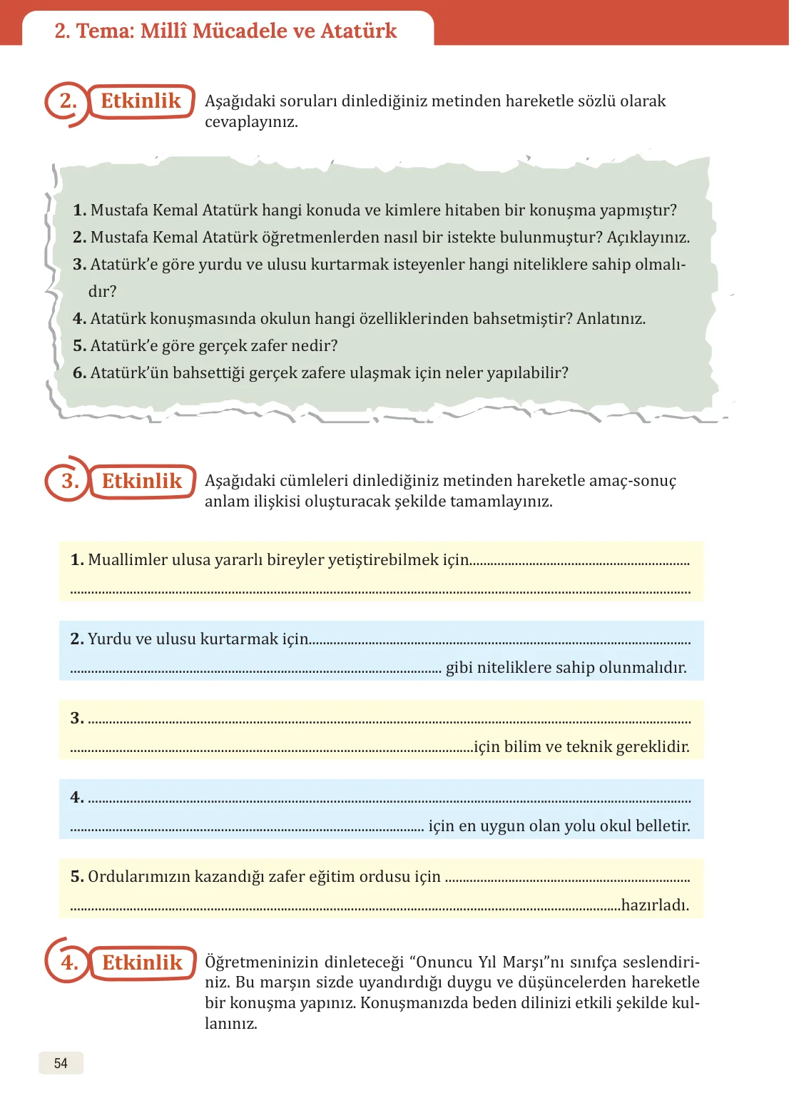 8. Sınıf Türkçe Ders Kitabı Cevapları – Meb Yayınları Sayfa 54 Cevabı