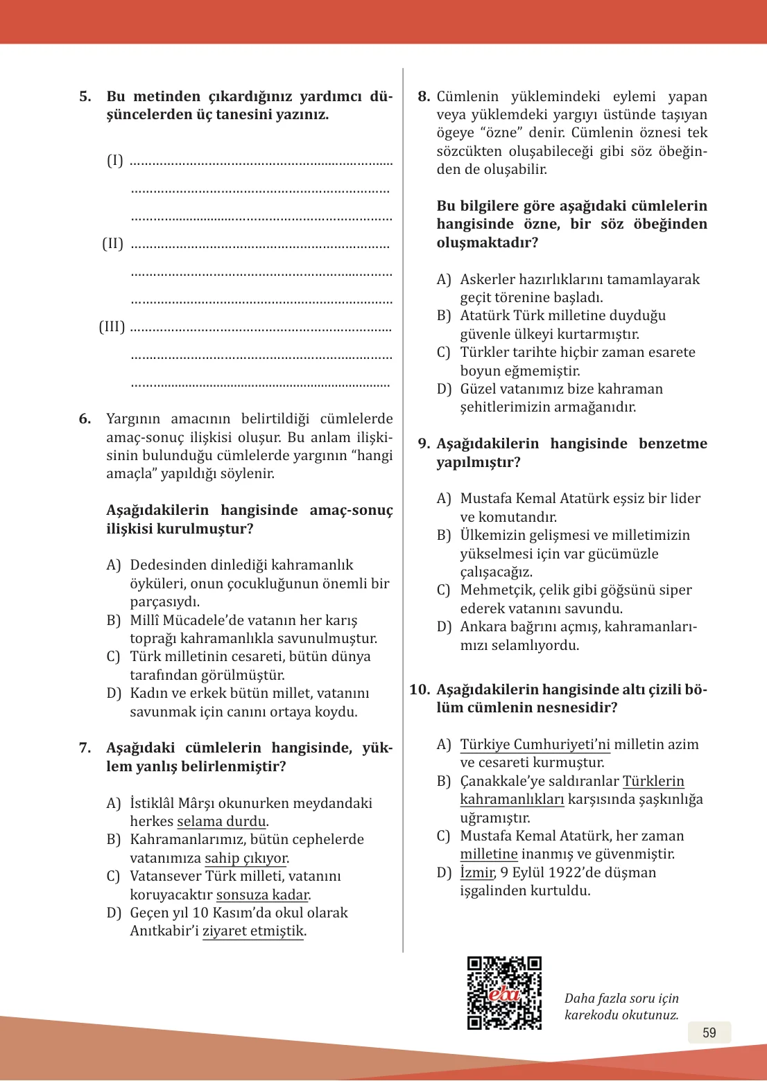 8. Sınıf Türkçe Ders Kitabı Cevapları – Meb Yayınları Sayfa 59 Cevabı