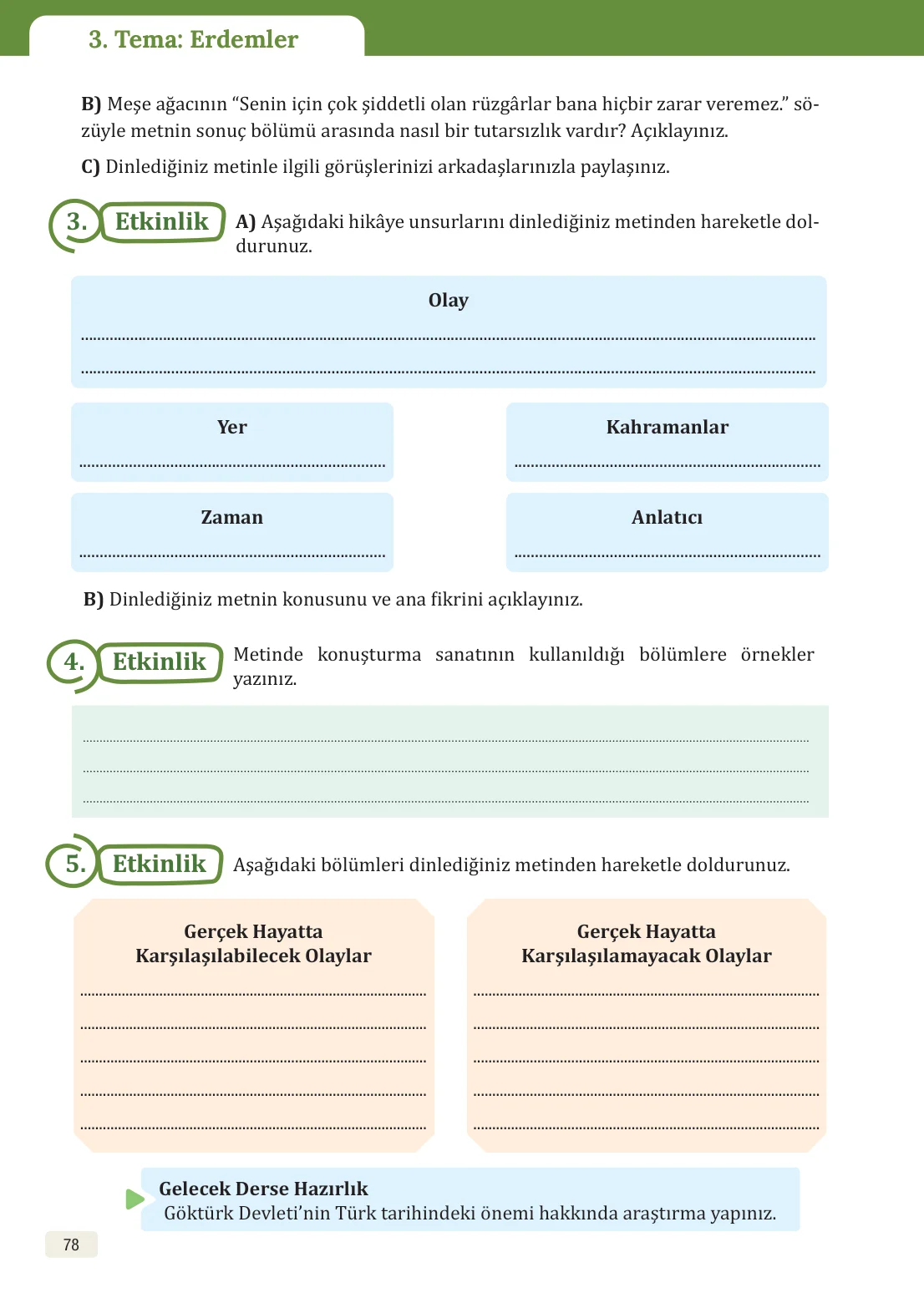 8. Sınıf Türkçe Ders Kitabı Cevapları – Meb Yayınları Sayfa 78 Cevabı