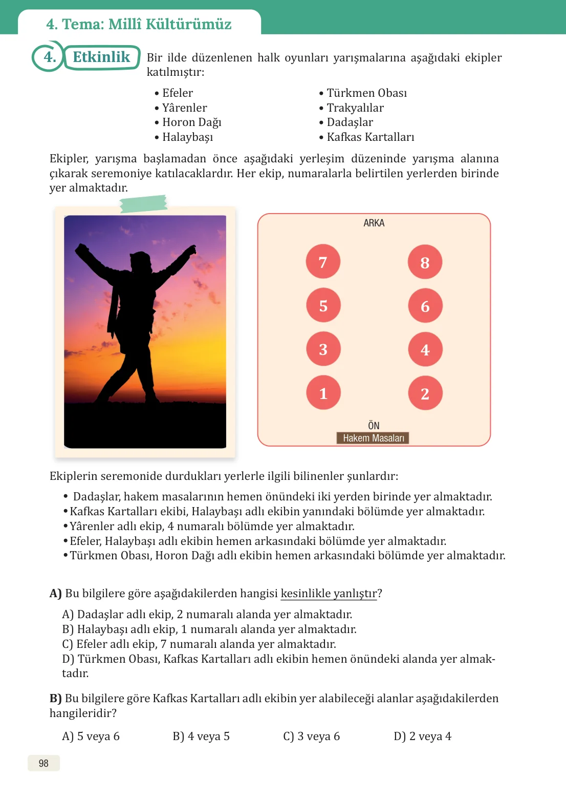 8. Sınıf Türkçe Ders Kitabı Cevapları – Meb Yayınları Sayfa 98 Cevabı