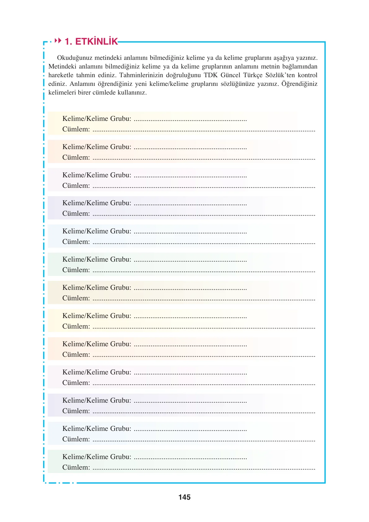 8. Sınıf Türkçe Ders Kitabı Cevapları – Ferman Yayınları Sayfa 145 Cevabı