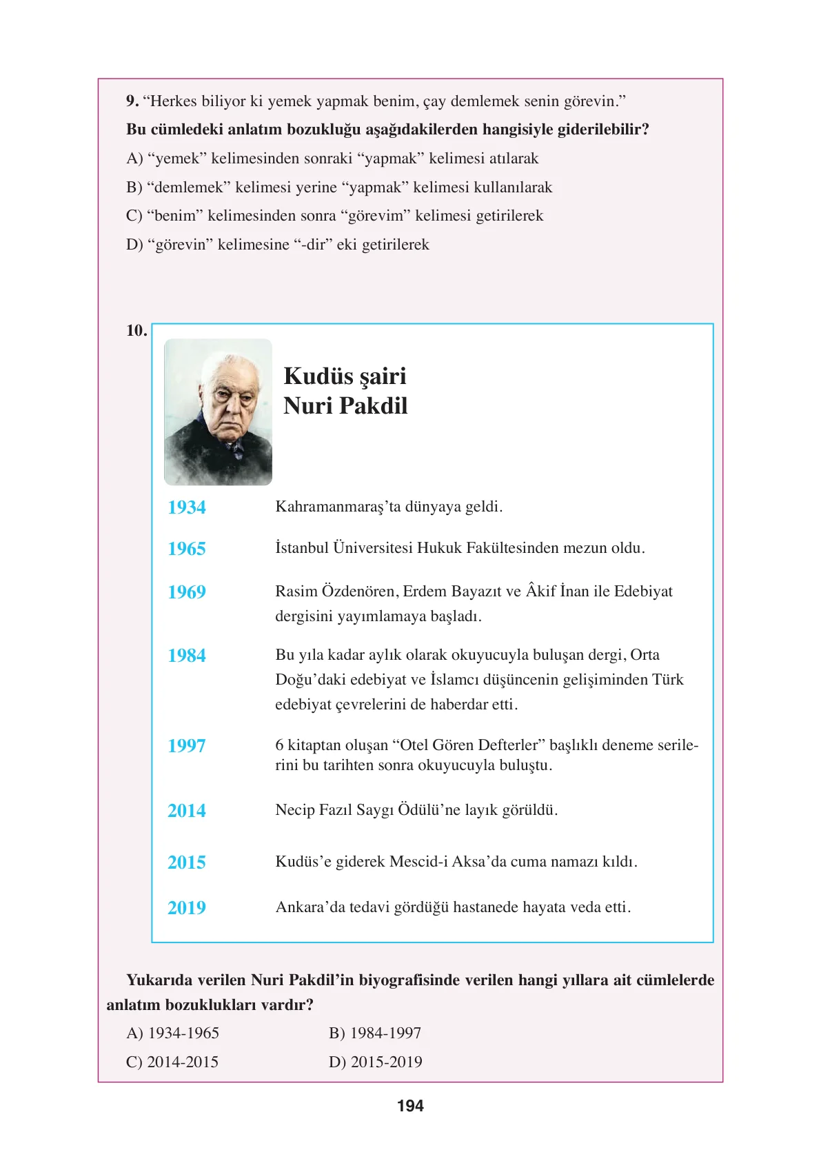 8. Sınıf Türkçe Ders Kitabı Cevapları – Ferman Yayınları Sayfa 194 Cevabı