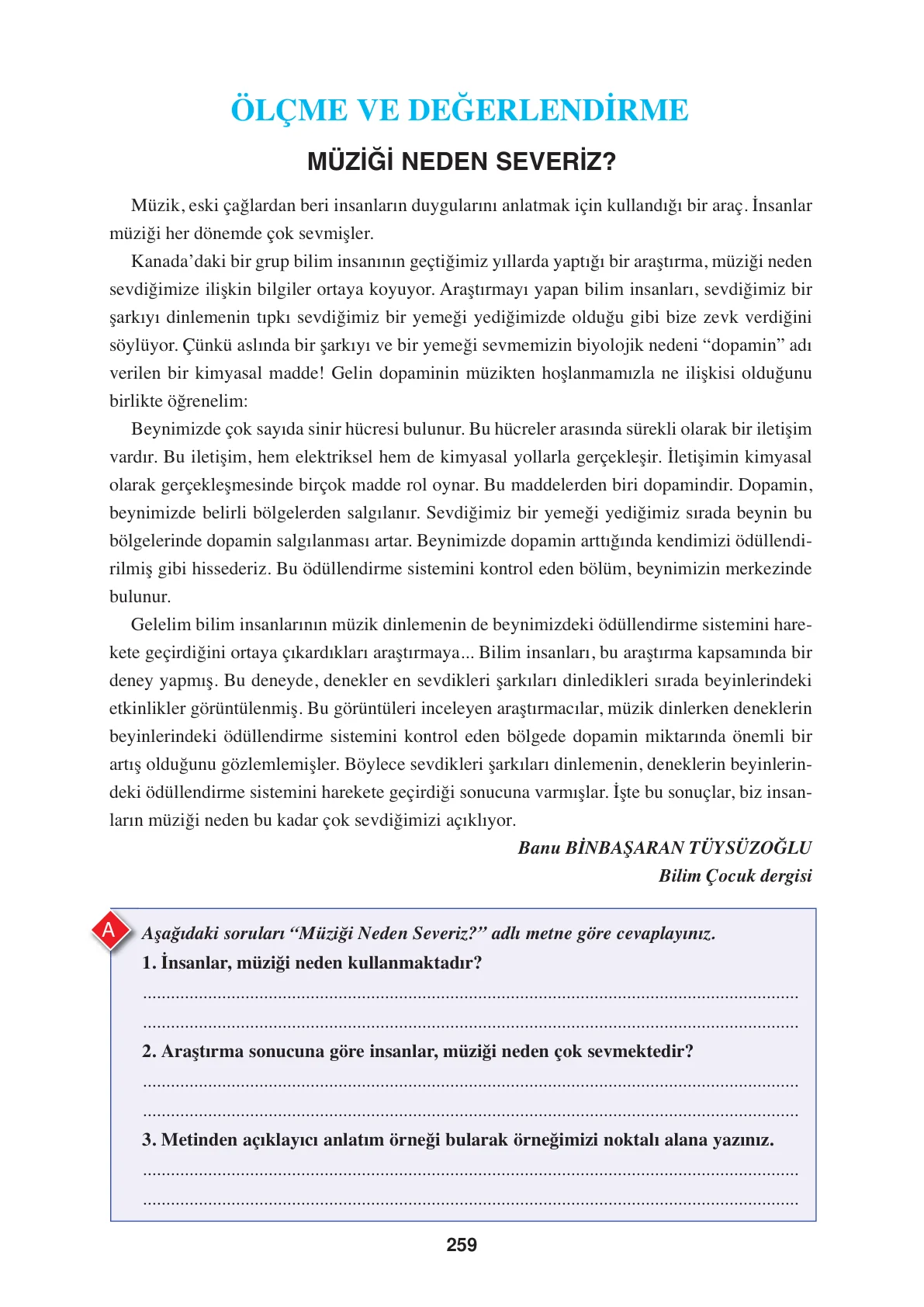 8. Sınıf Türkçe Ders Kitabı Cevapları – Ferman Yayınları Sayfa 259 Cevabı