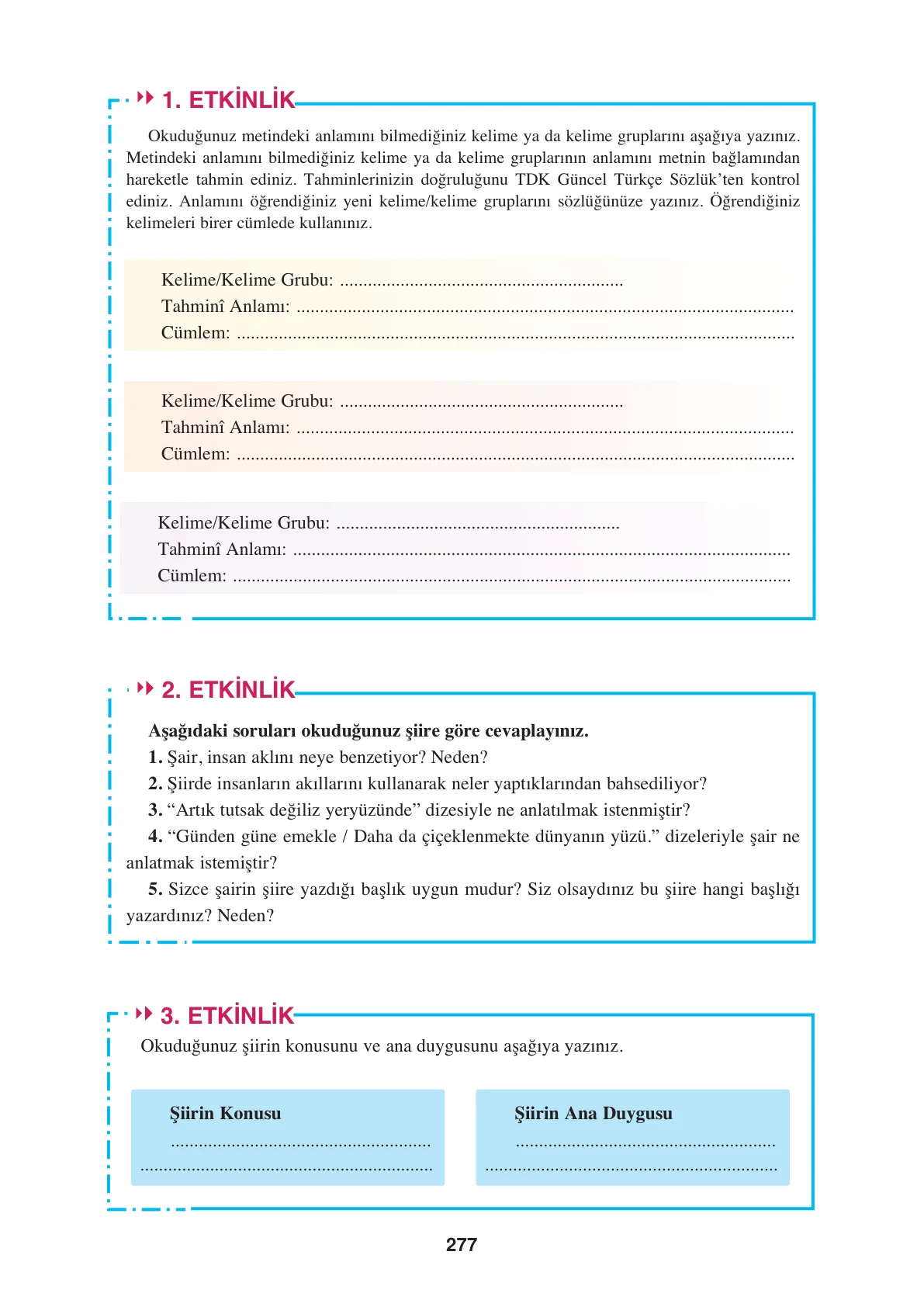8. Sınıf Türkçe Ders Kitabı Cevapları – Ferman Yayınları Sayfa 277 Cevabı