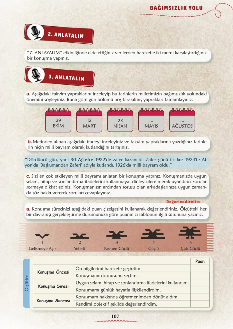 6. Sınıf Türkçe Ders Kitabı Cevapları Meb Yayınları 1. Kitap Sayfa 107 Cevabı