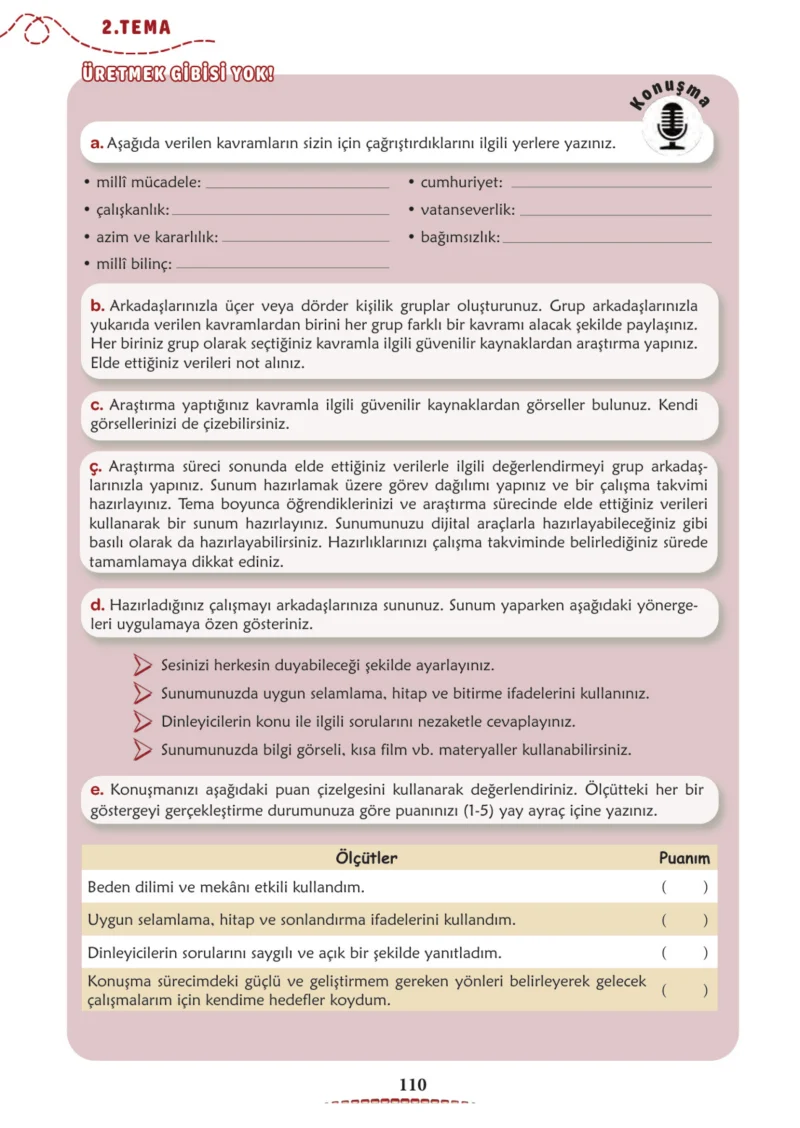 6. Sınıf Türkçe Ders Kitabı Cevapları Meb Yayınları 1. Kitap Sayfa 110 Cevabı