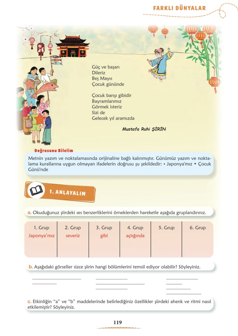 6. Sınıf Türkçe Ders Kitabı Cevapları Meb Yayınları 1. Kitap Sayfa 119 Cevabı