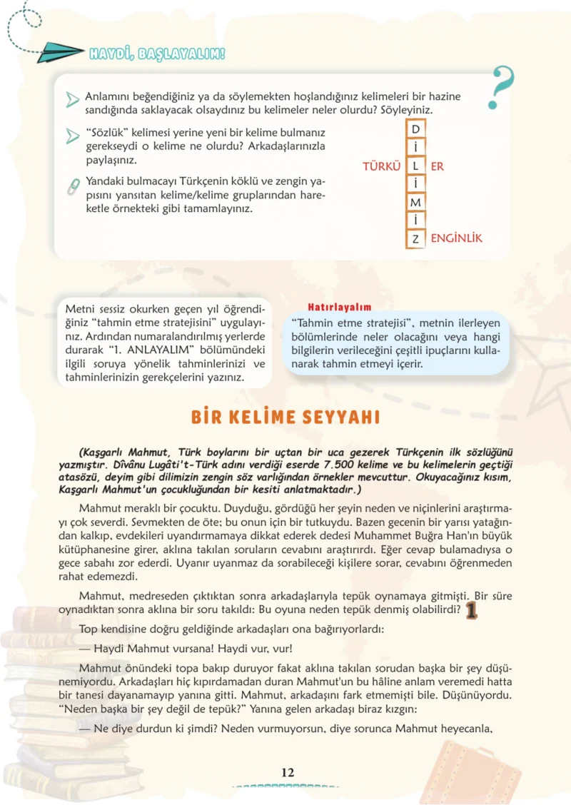 6. Sınıf Türkçe Ders Kitabı Cevapları Meb Yayınları 1. Kitap Sayfa 12 Cevabı