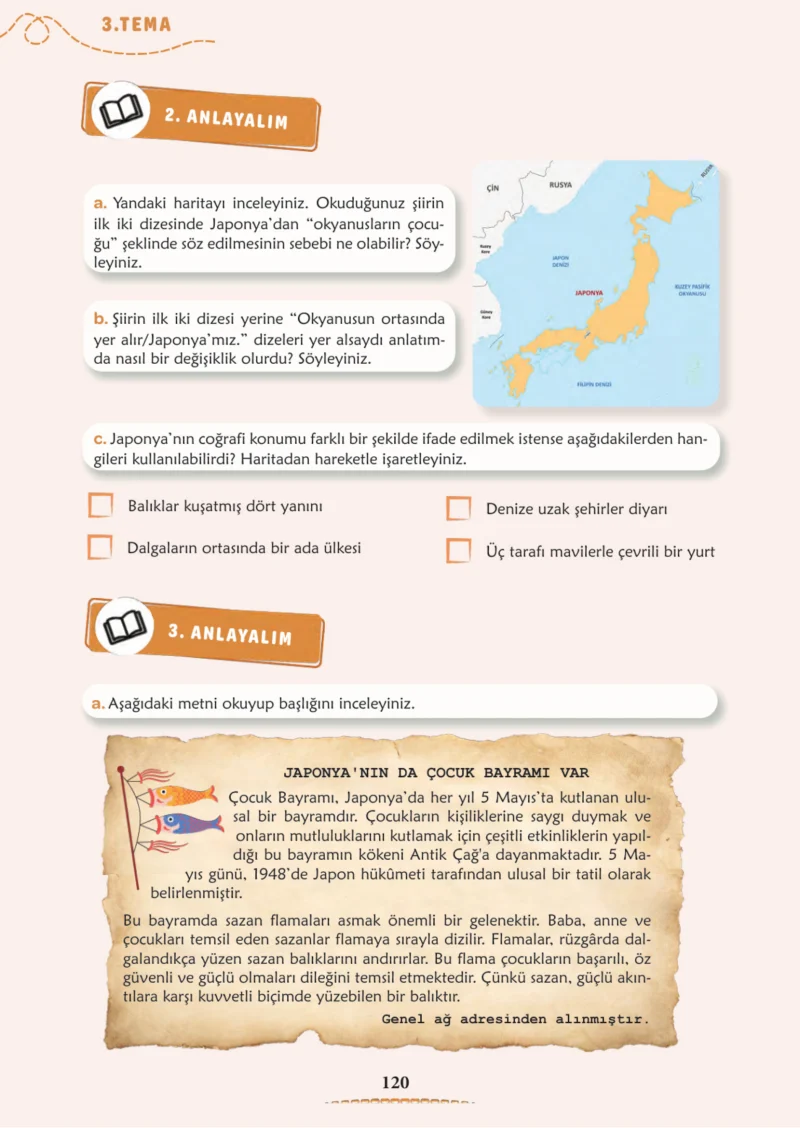 6. Sınıf Türkçe Ders Kitabı Cevapları Meb Yayınları 1. Kitap Sayfa 120 Cevabı