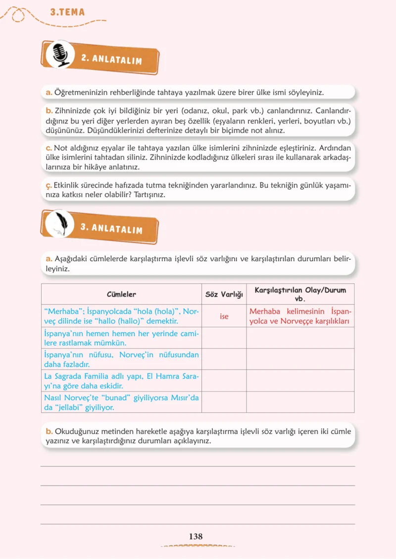 6. Sınıf Türkçe Ders Kitabı Cevapları Meb Yayınları 1. Kitap Sayfa 138 Cevabı