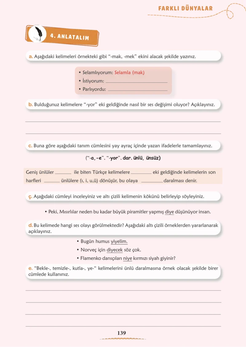 6. Sınıf Türkçe Ders Kitabı Cevapları Meb Yayınları 1. Kitap Sayfa 139 Cevabı