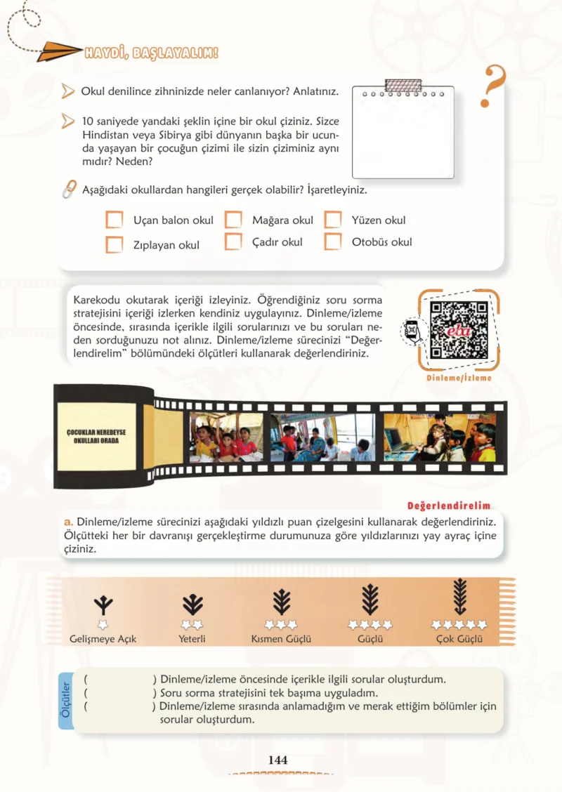 6. Sınıf Türkçe Ders Kitabı Cevapları Meb Yayınları 1. Kitap Sayfa 144 Cevabı