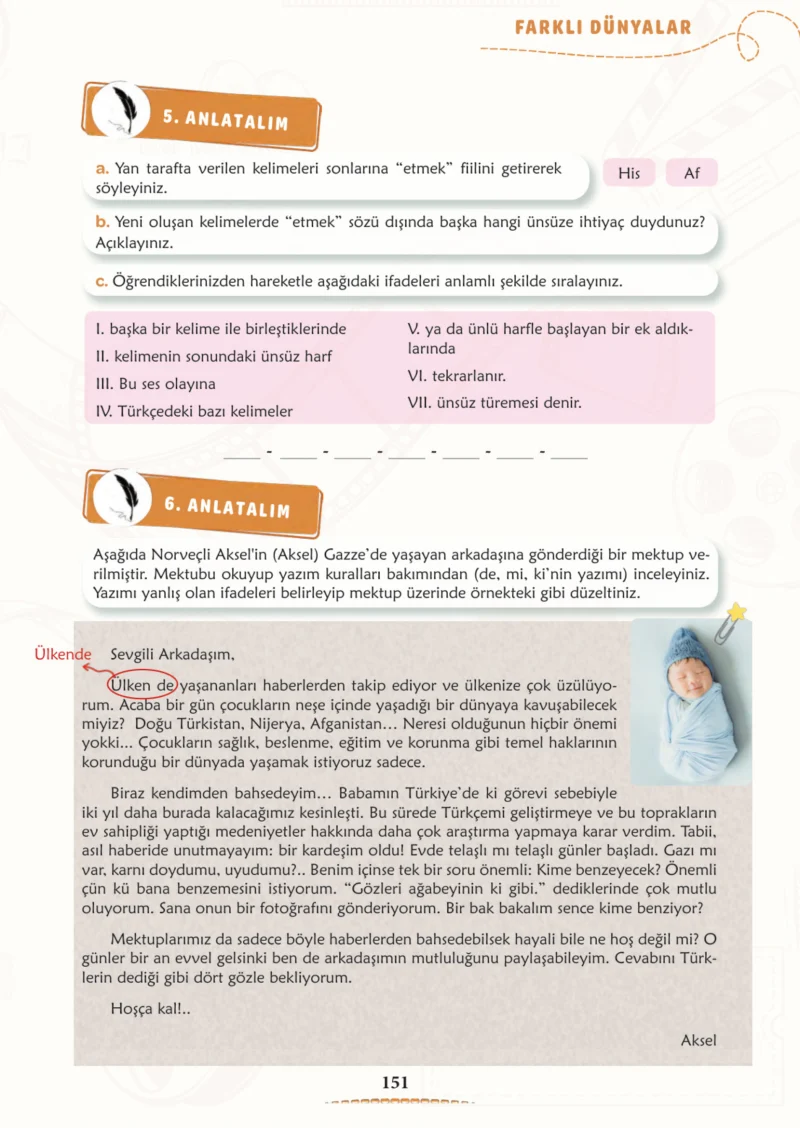 6. Sınıf Türkçe Ders Kitabı Cevapları Meb Yayınları 1. Kitap Sayfa 151 Cevabı