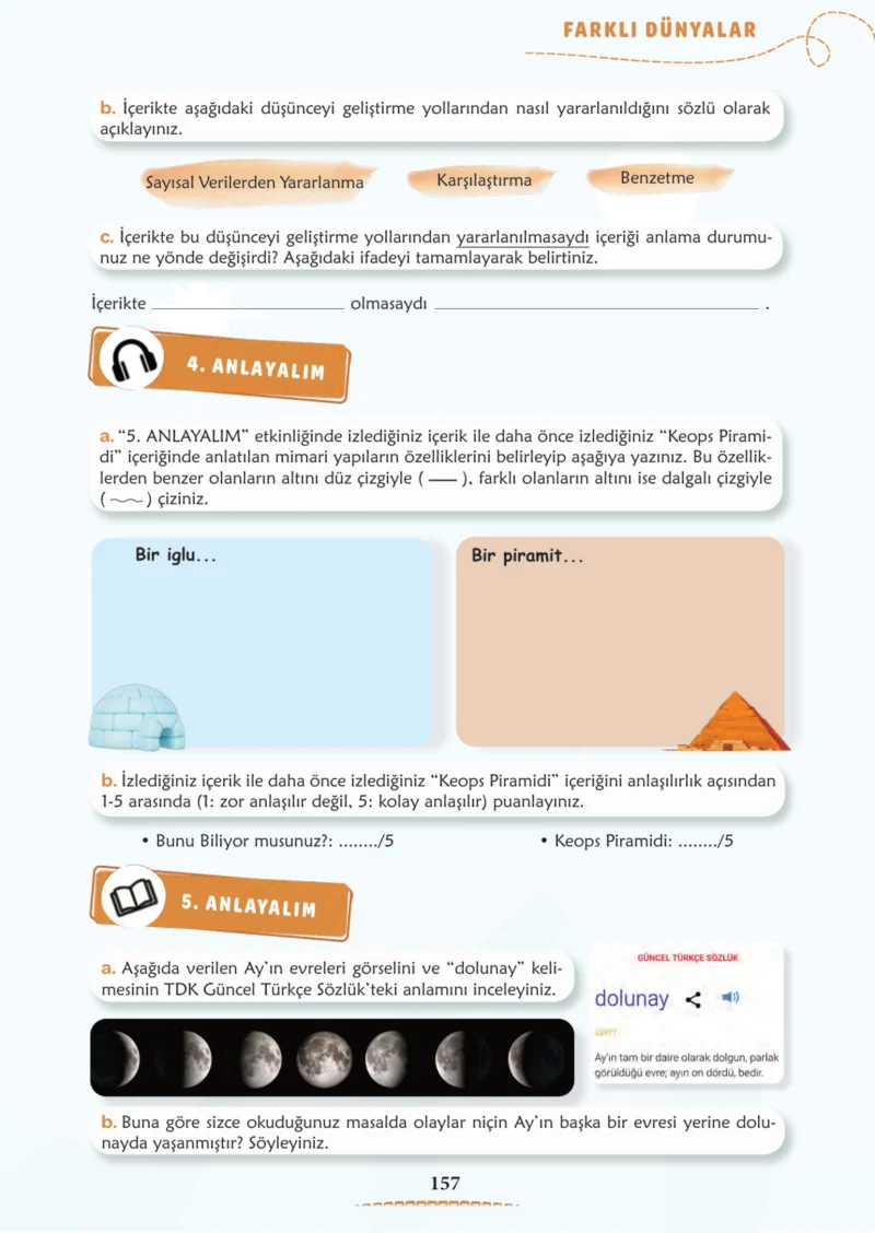 6. Sınıf Türkçe Ders Kitabı Cevapları Meb Yayınları 1. Kitap Sayfa 157 Cevabı