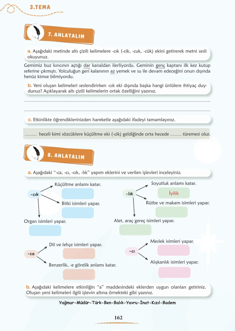 6. Sınıf Türkçe Ders Kitabı Cevapları Meb Yayınları 1. Kitap Sayfa 162 Cevabı