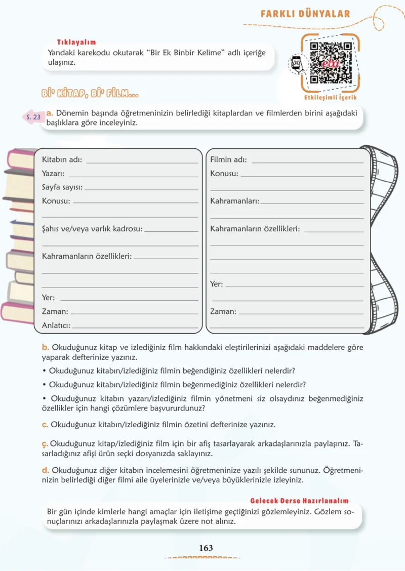 6. Sınıf Türkçe Ders Kitabı Cevapları Meb Yayınları 1. Kitap Sayfa 163 Cevabı
