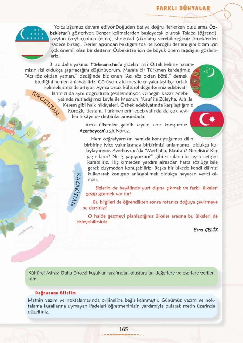 6. Sınıf Türkçe Ders Kitabı Cevapları Meb Yayınları 1. Kitap Sayfa 165 Cevabı
