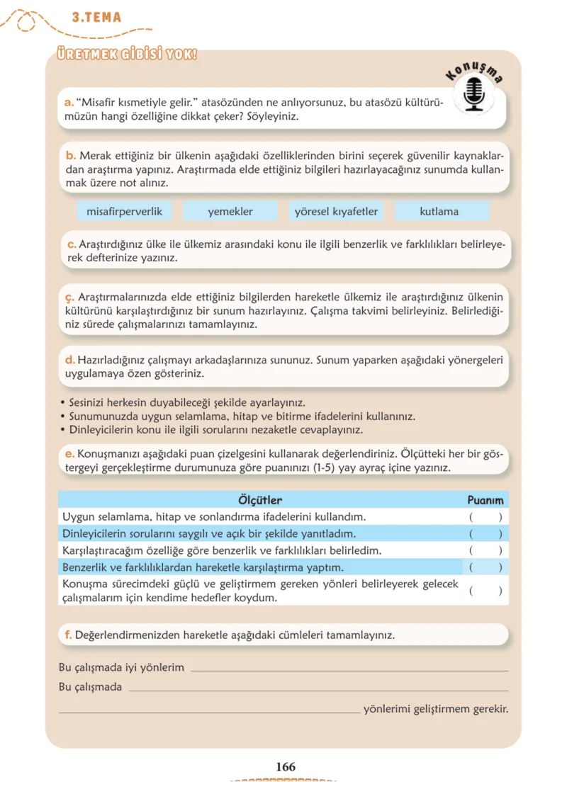 6. Sınıf Türkçe Ders Kitabı Cevapları Meb Yayınları 1. Kitap Sayfa 166 Cevabı
