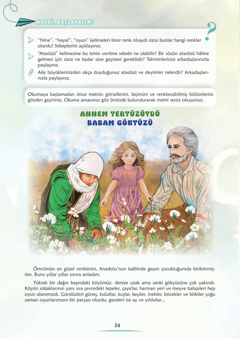 6. Sınıf Türkçe Ders Kitabı Cevapları Meb Yayınları 1. Kitap Sayfa 24 Cevabı