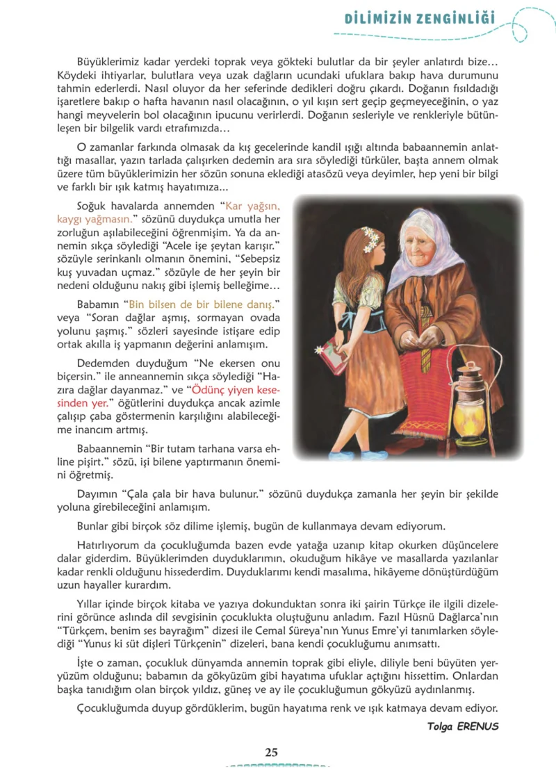 6. Sınıf Türkçe Ders Kitabı Cevapları Meb Yayınları 1. Kitap Sayfa 25 Cevabı