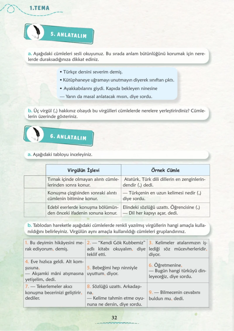 6. Sınıf Türkçe Ders Kitabı Cevapları Meb Yayınları 1. Kitap Sayfa 32 Cevabı