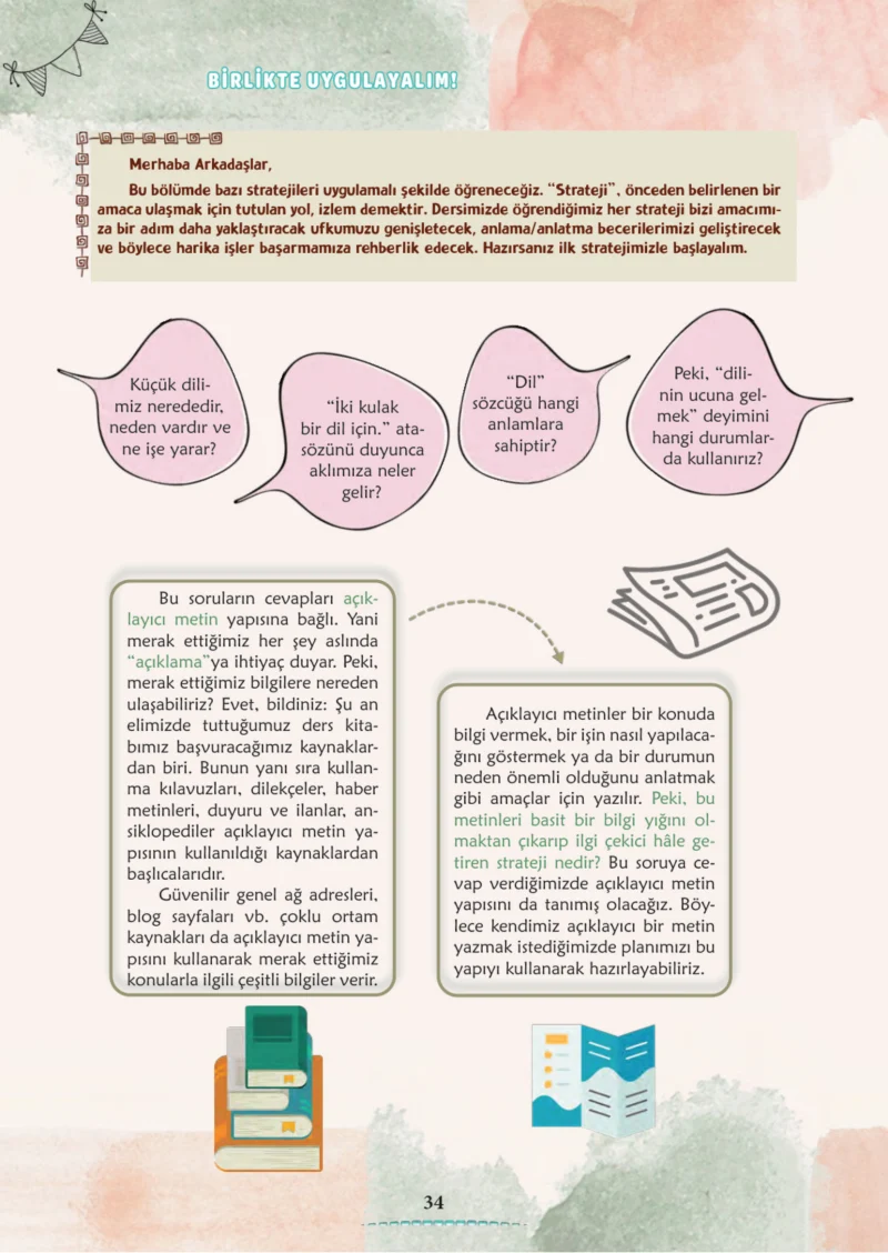 6. Sınıf Türkçe Ders Kitabı Cevapları Meb Yayınları 1. Kitap Sayfa 34 Cevabı