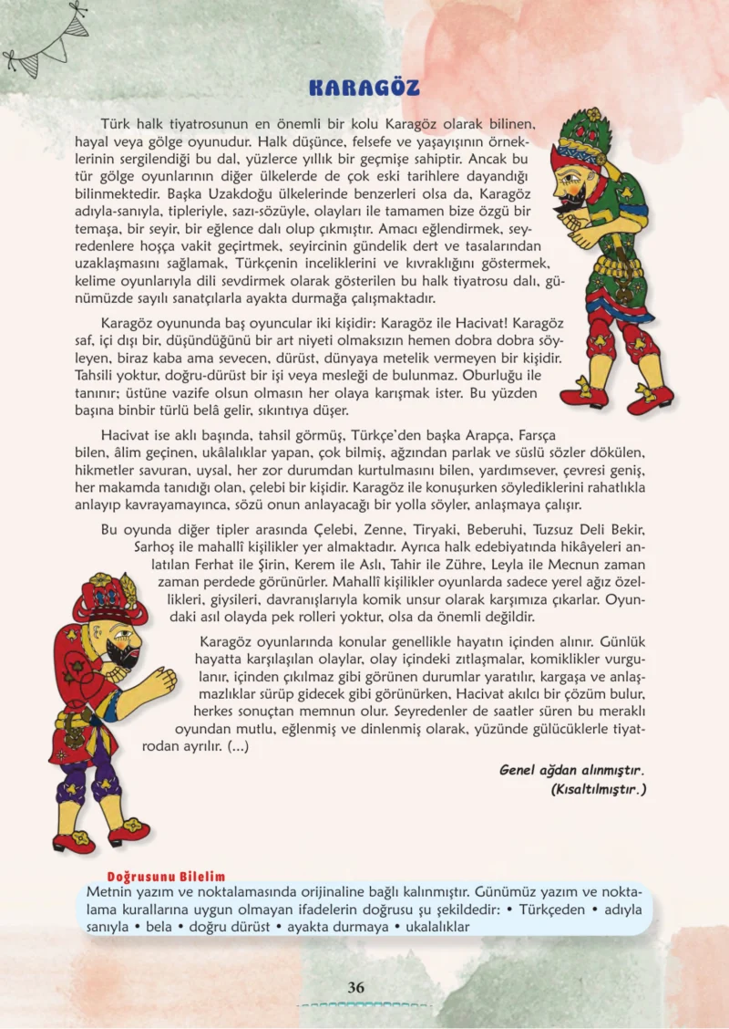 6. Sınıf Türkçe Ders Kitabı Cevapları Meb Yayınları 1. Kitap Sayfa 36 Cevabı