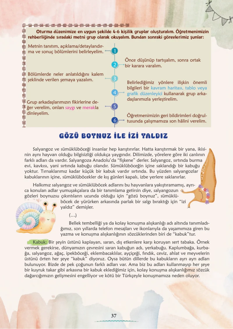 6. Sınıf Türkçe Ders Kitabı Cevapları Meb Yayınları 1. Kitap Sayfa 37 Cevabı